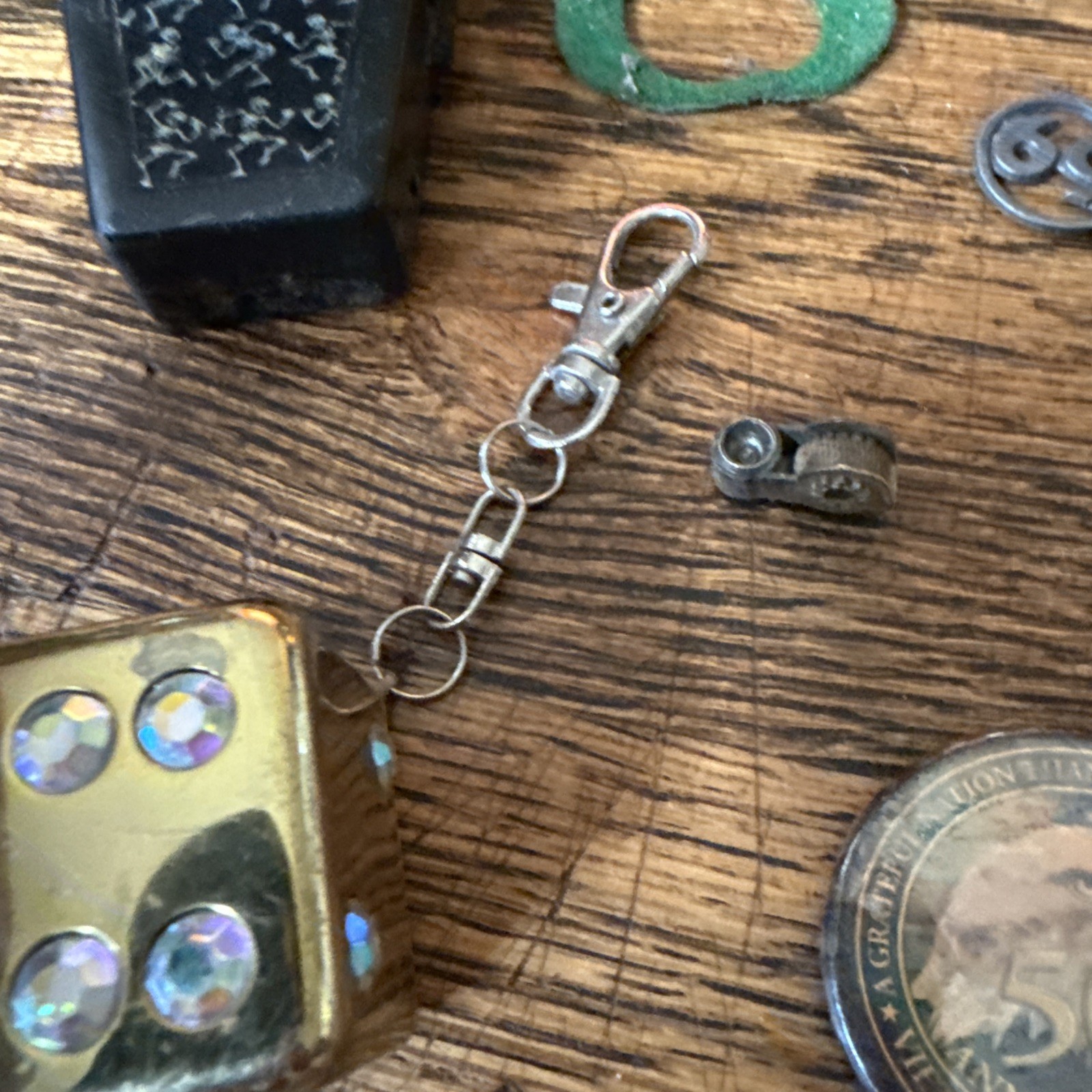 Junk Drawer Lot Vintage 69 Keychain Dice Zippo Flints Parts Vietnam Pin Coffin