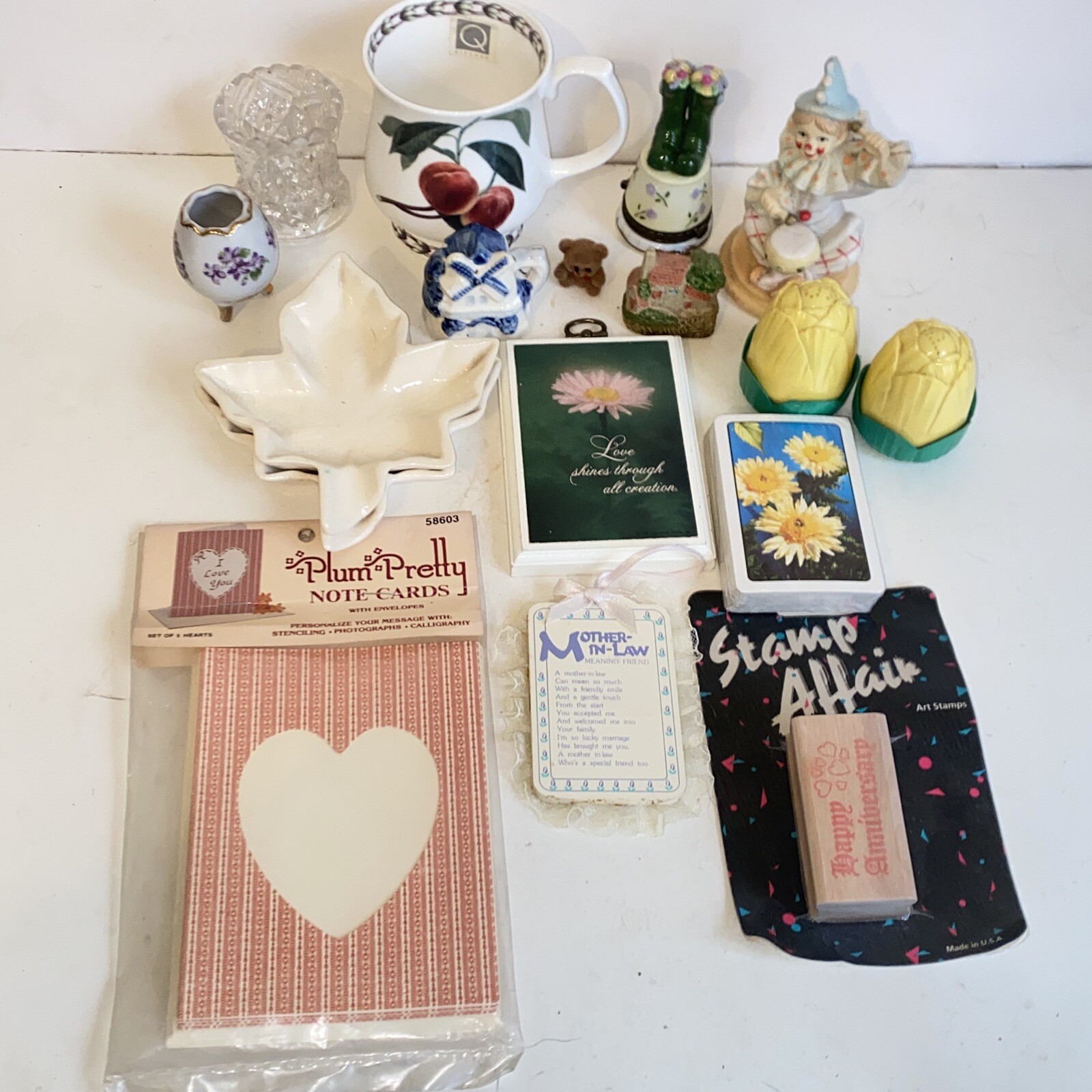 Grandma’s Vintage Knick Knack Junk Drawer Lot Cards Bone China Occupied Japan