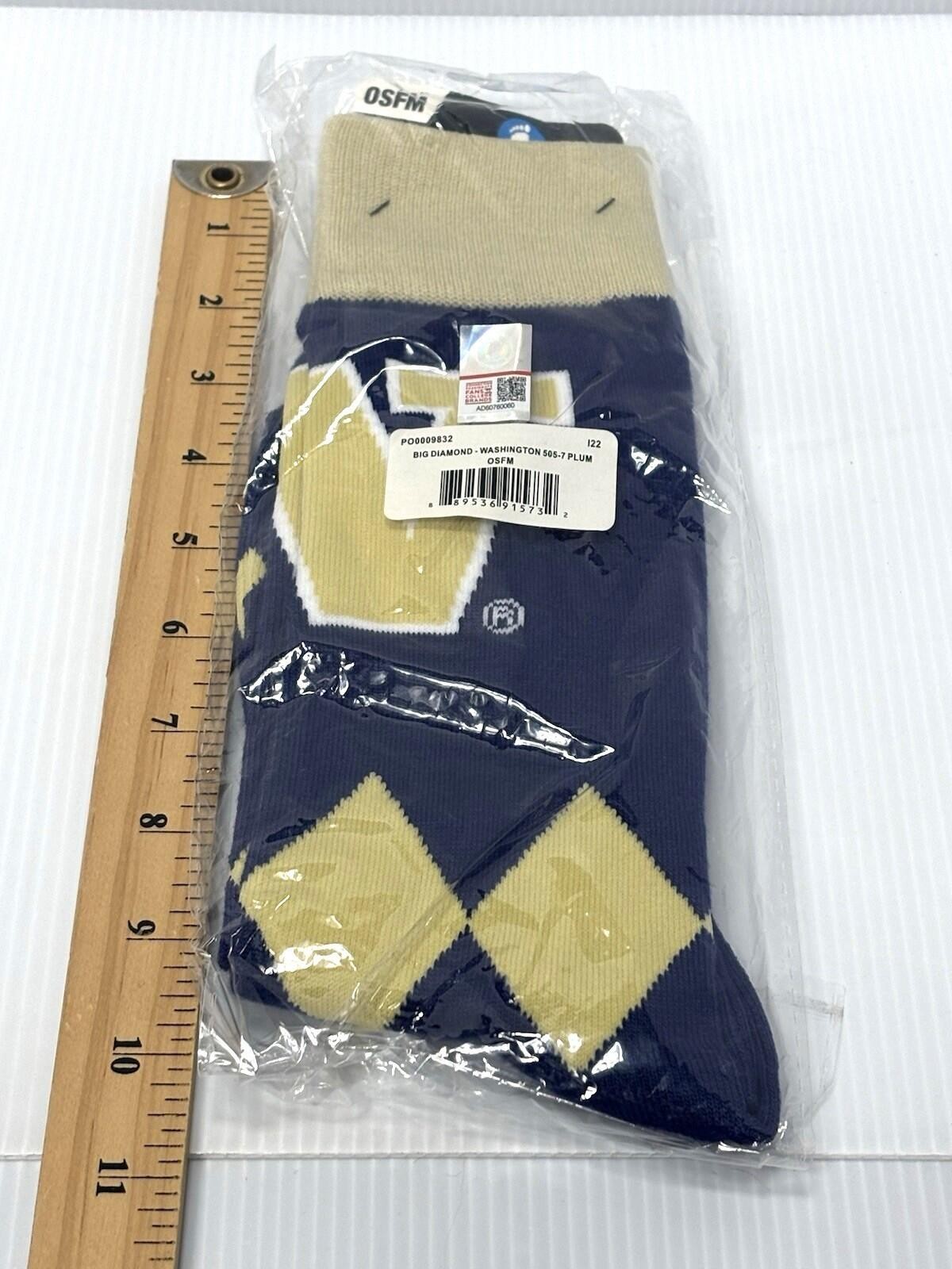Washington Huskies NCAA Argyle Crew Socks FBF Unisex Team Logo Dress Fit -NEW