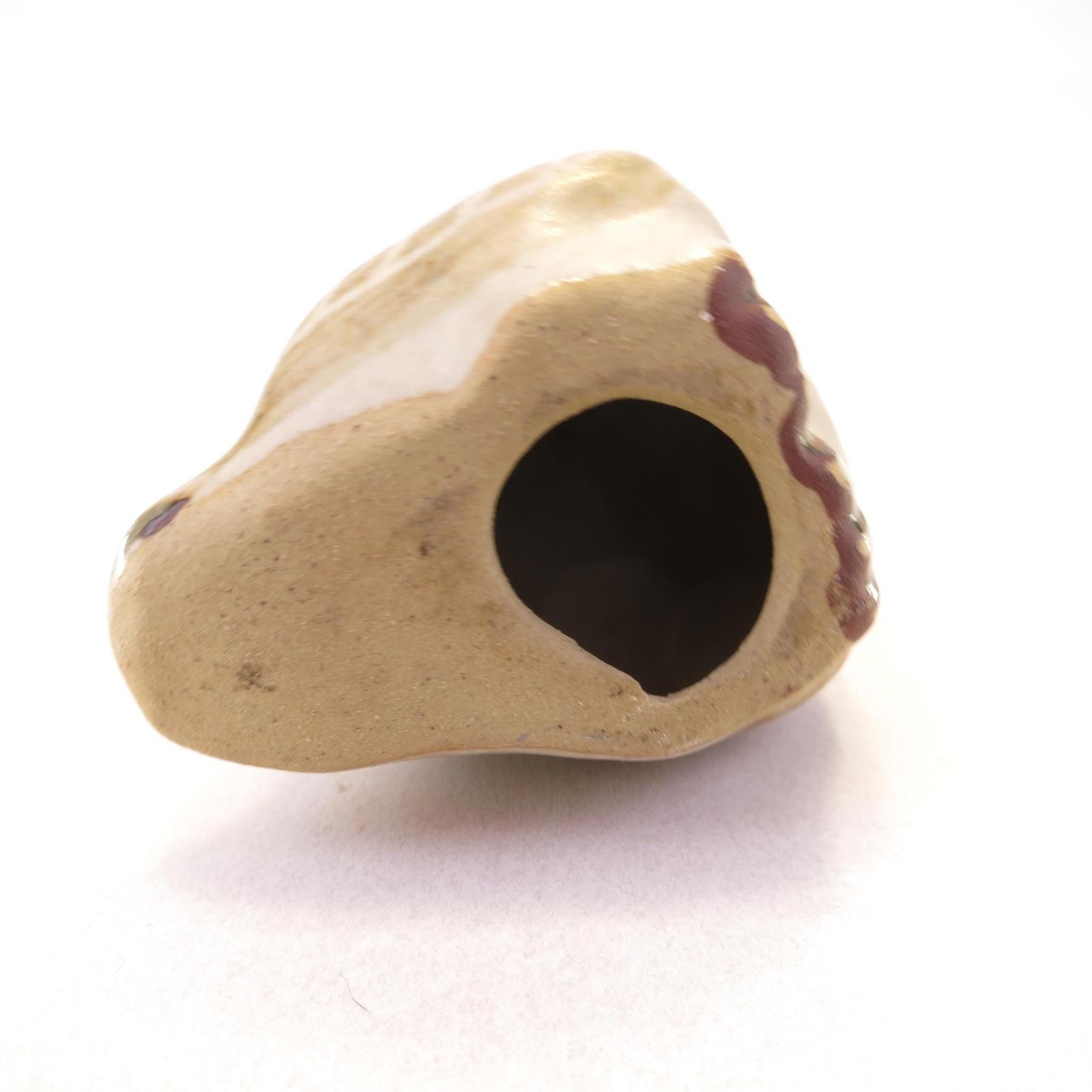 Groovy Owl Handmade Clay Vintage Ceramic Bird Figurine Beige 3.5″