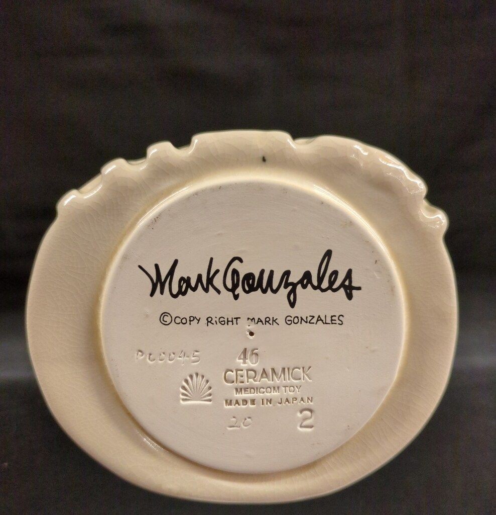Mark Gonzales Priest Ceramic Figure Sculpture Beige Black Smile Design