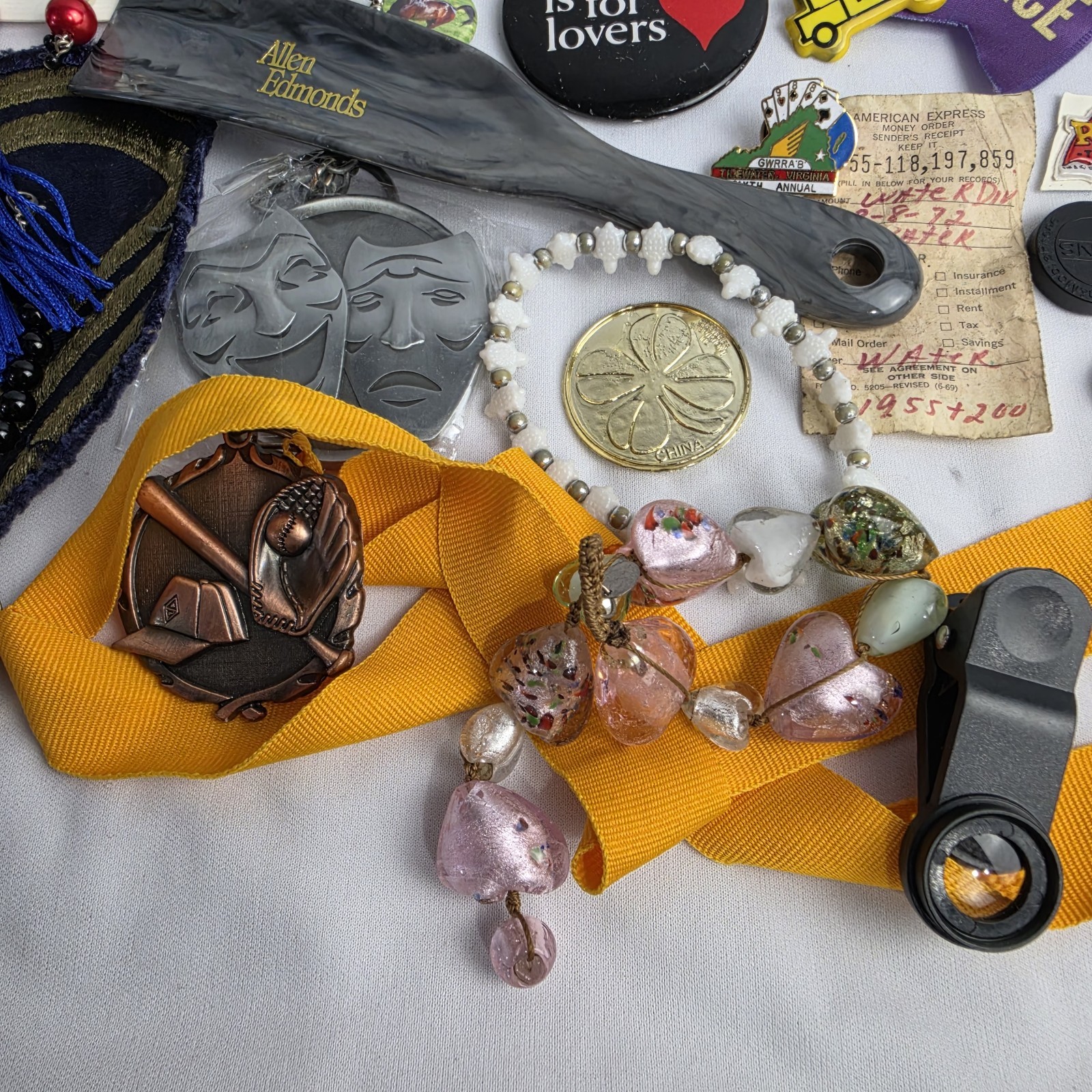 Junk Drawer Lot Toys Pins Stamps Military Coin Trinket Jewelry Patches Vintage