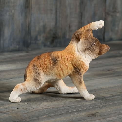 Veronese Design 3.5″ Yellow Tabby Yoga Cat Twist Pose Resin Miniature