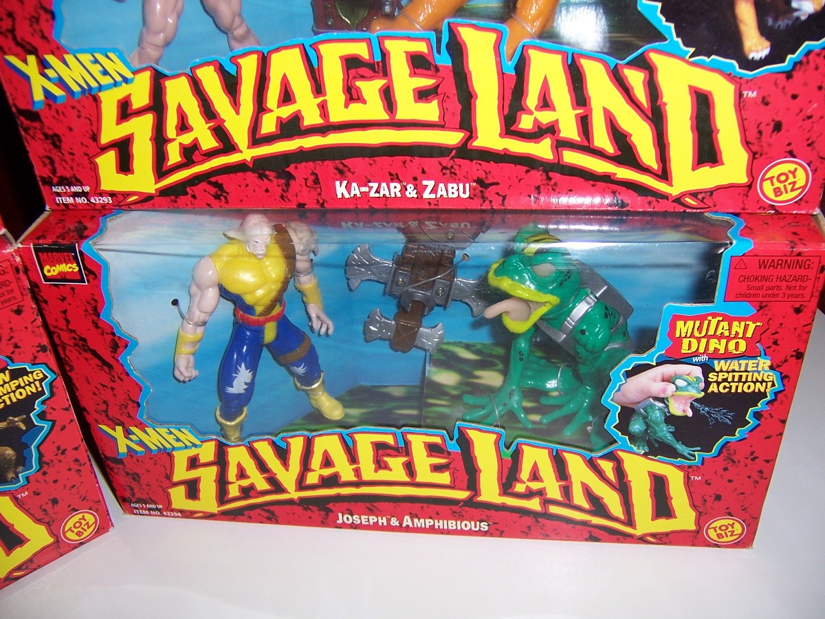 NEW X-MEN The Savage Land Deluxe 2 Figure Lot Kazar Zabu Angel Wolverine Joseph