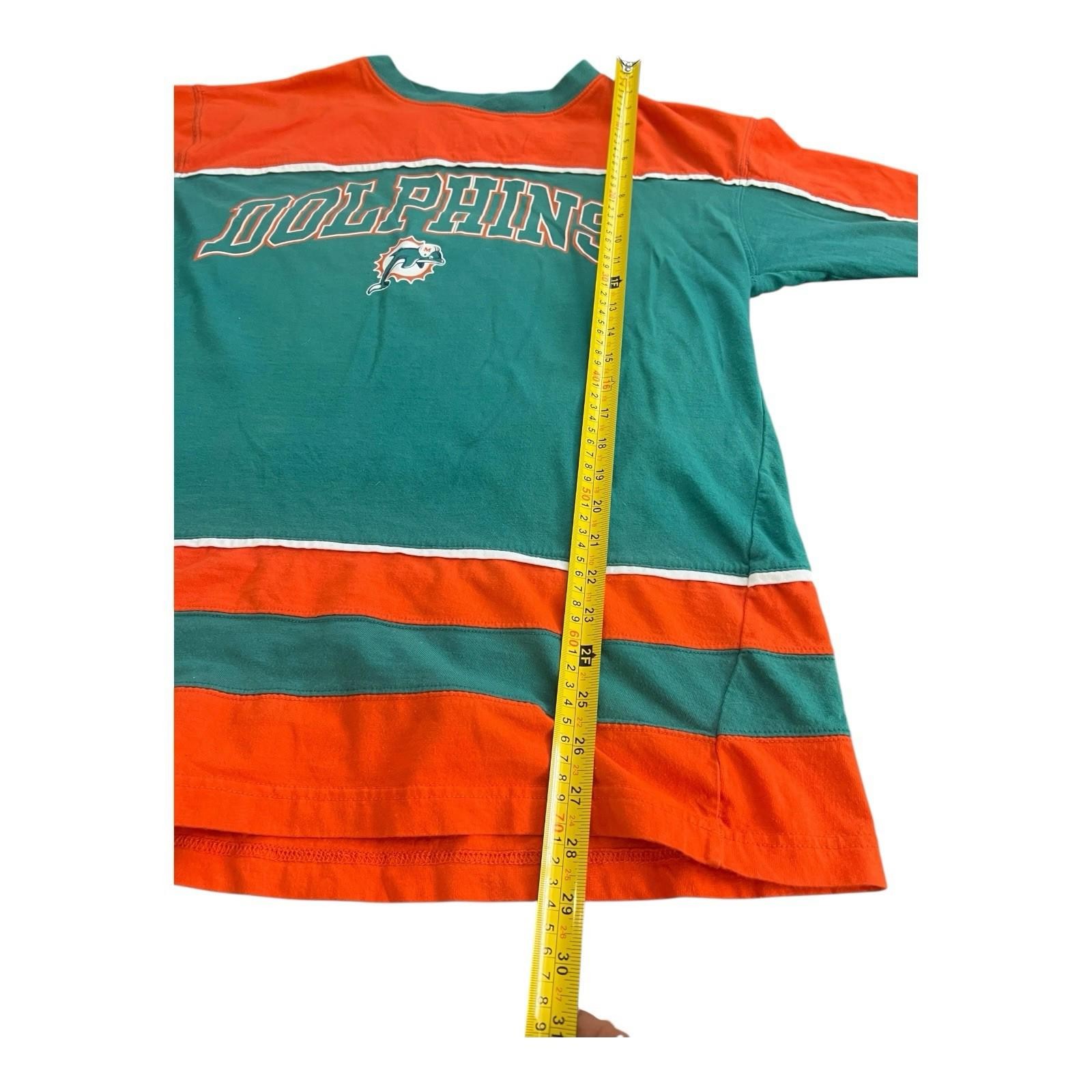 Vintage Active Miami Dolphins Shirt Logo USA Football Striped Short Sleeve