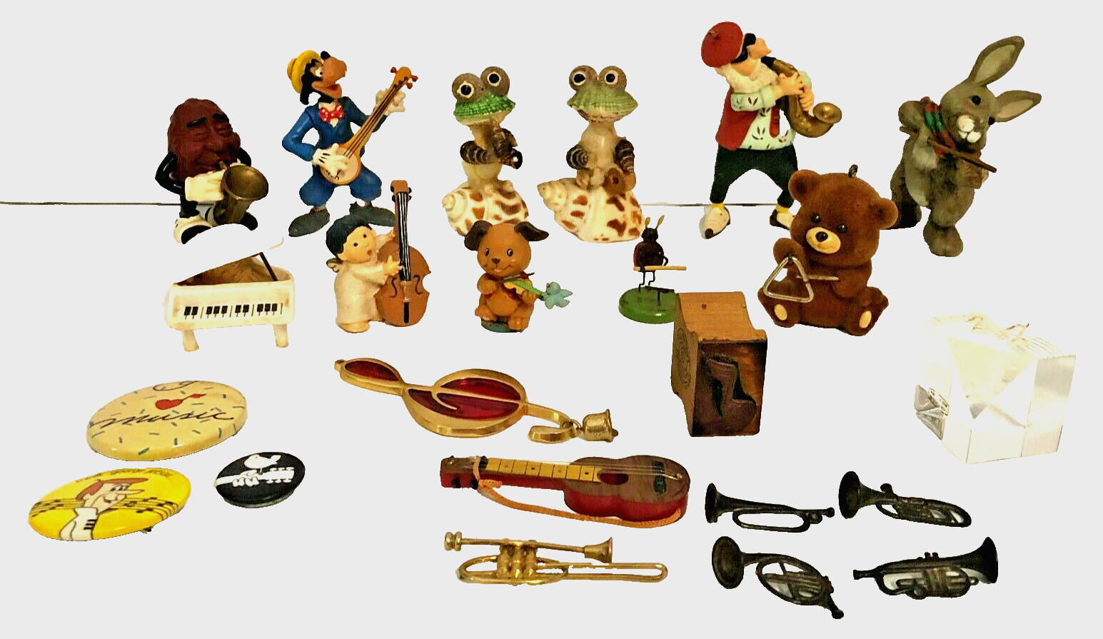Vintage Lot 23 Music Miniatures Trinkets Buttons Ornaments Figurines Instruments