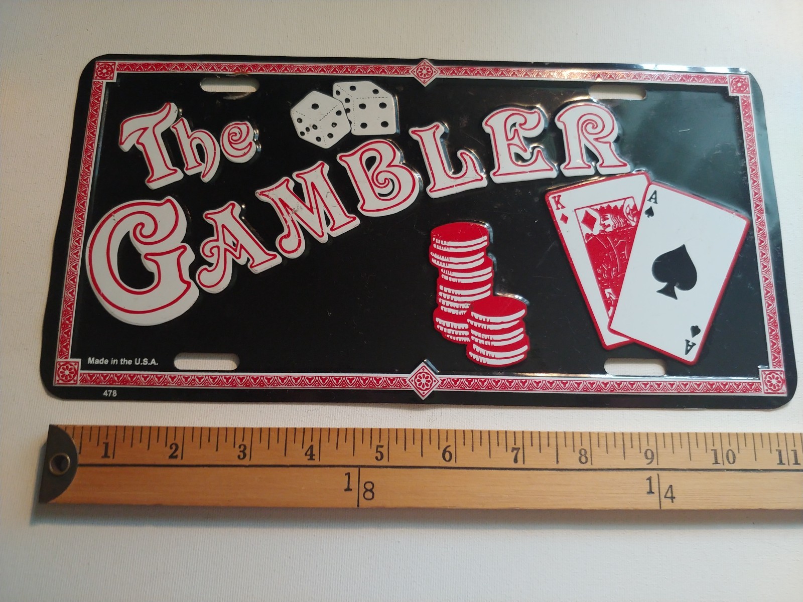 * 80S THE GAMBLER CASINO POKER BLACK JACK LICENSE PLATE PLAQUE TIN METAL *