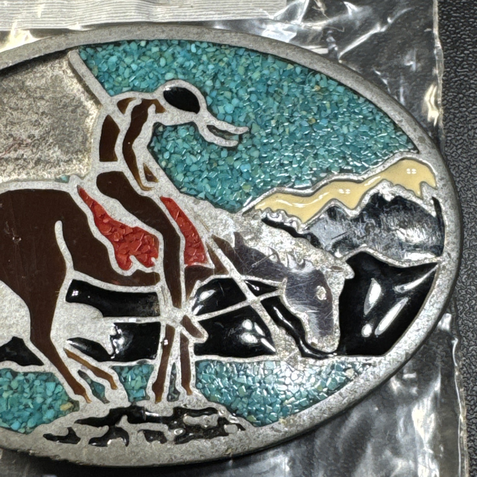 Lot of 2 Vintage Inlay Belt Buckles DeBry For Repair + Hecho en Mexico BB-07