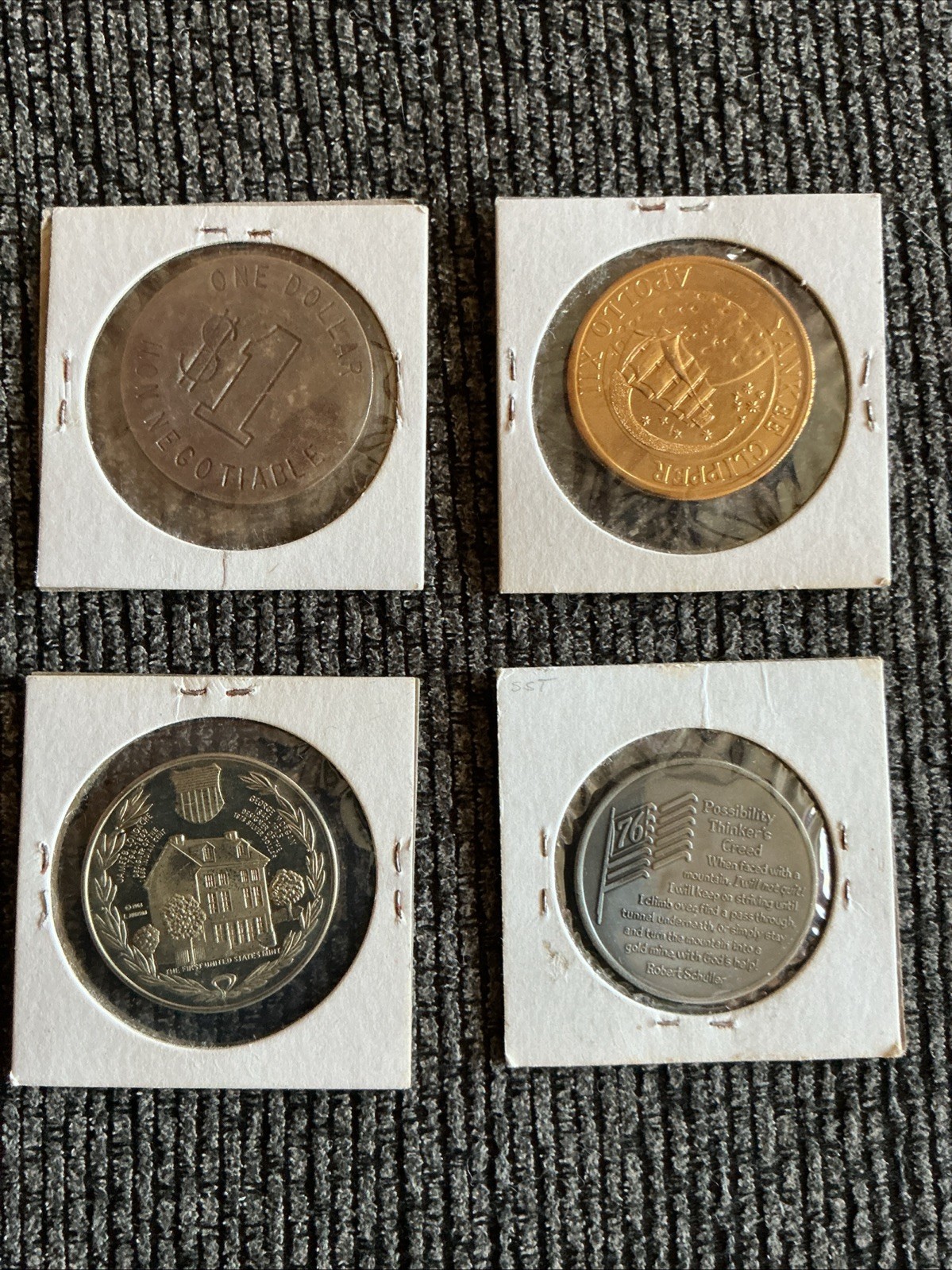 Collectible Junk Drawer Coin Lot 4 LARGE TOKENS VARIOUS