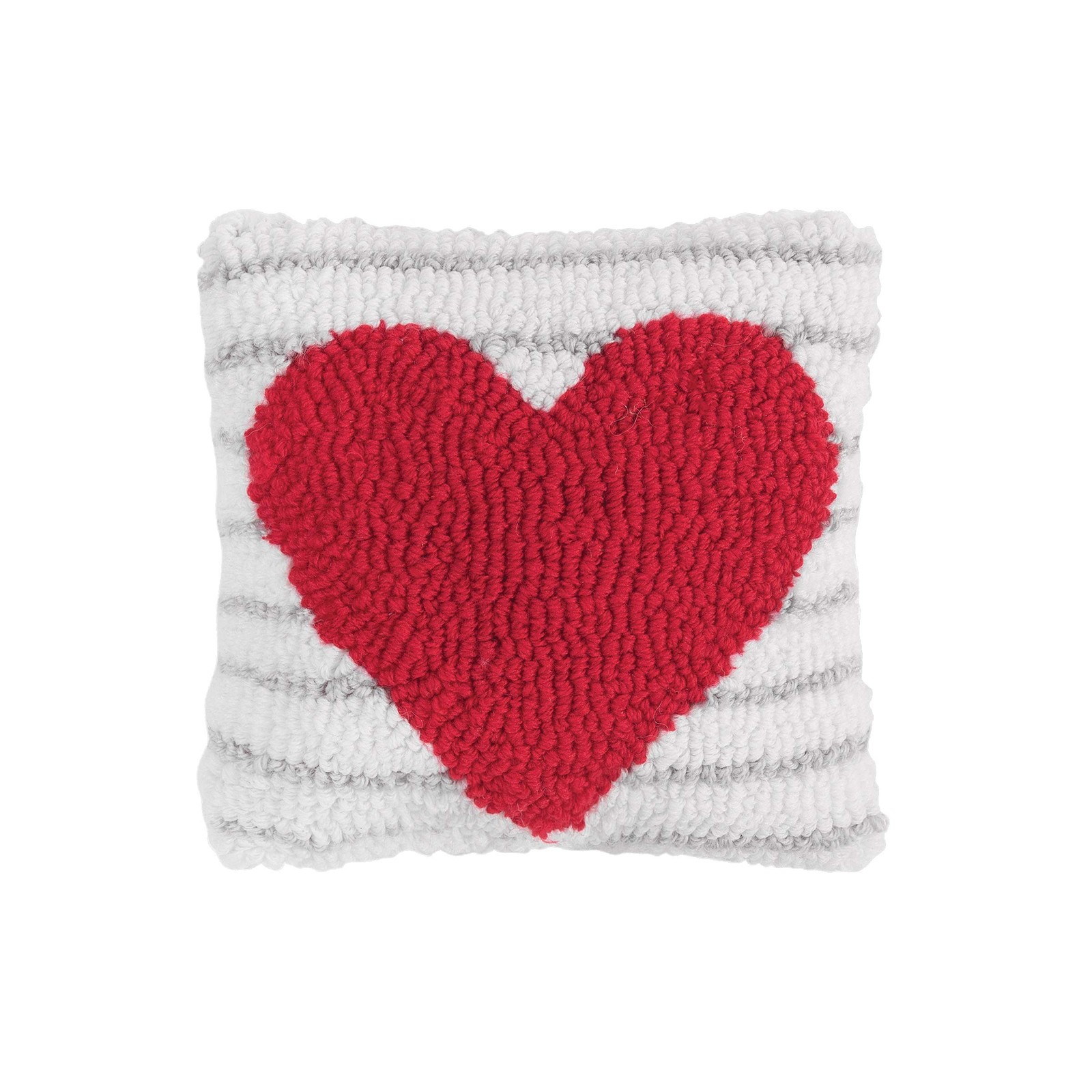 C&F Home Heart Stripe Petite Hooked Pillow 8×8 Red Valentines Throw Pillow