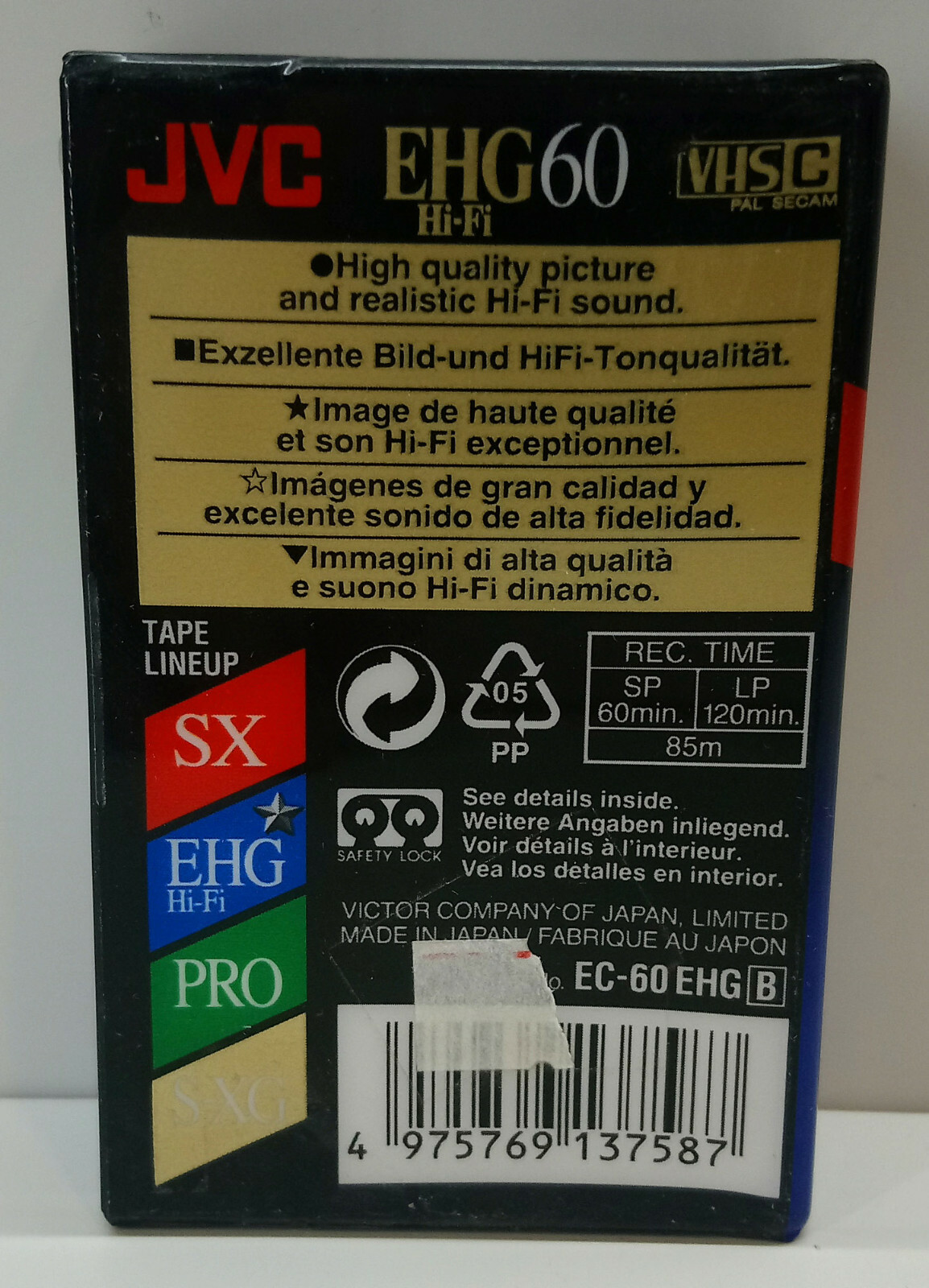 1 x JVC EHG 60 VHS-C VHS Pal FOR VIDEO CAMERA BRAND NEW