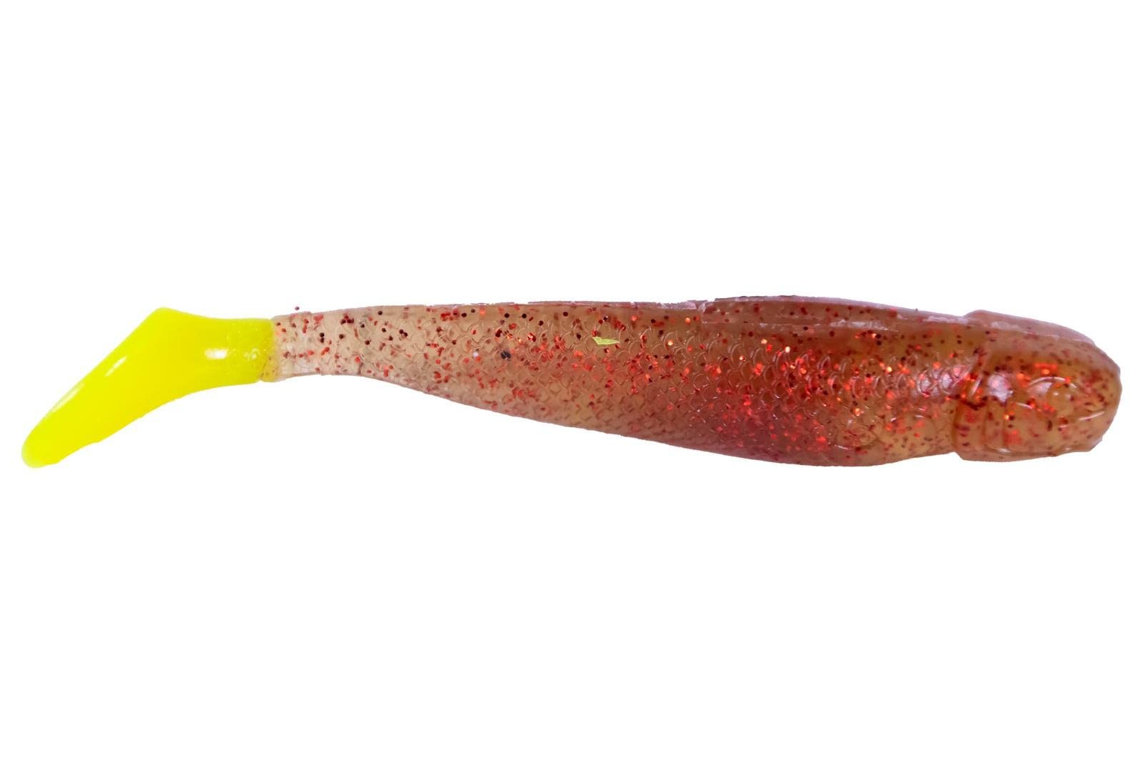 Mirrolure MRMM-58 Marsh Minnow 3-3/4″ Avocado Red Glitter/Chartreuse Tail