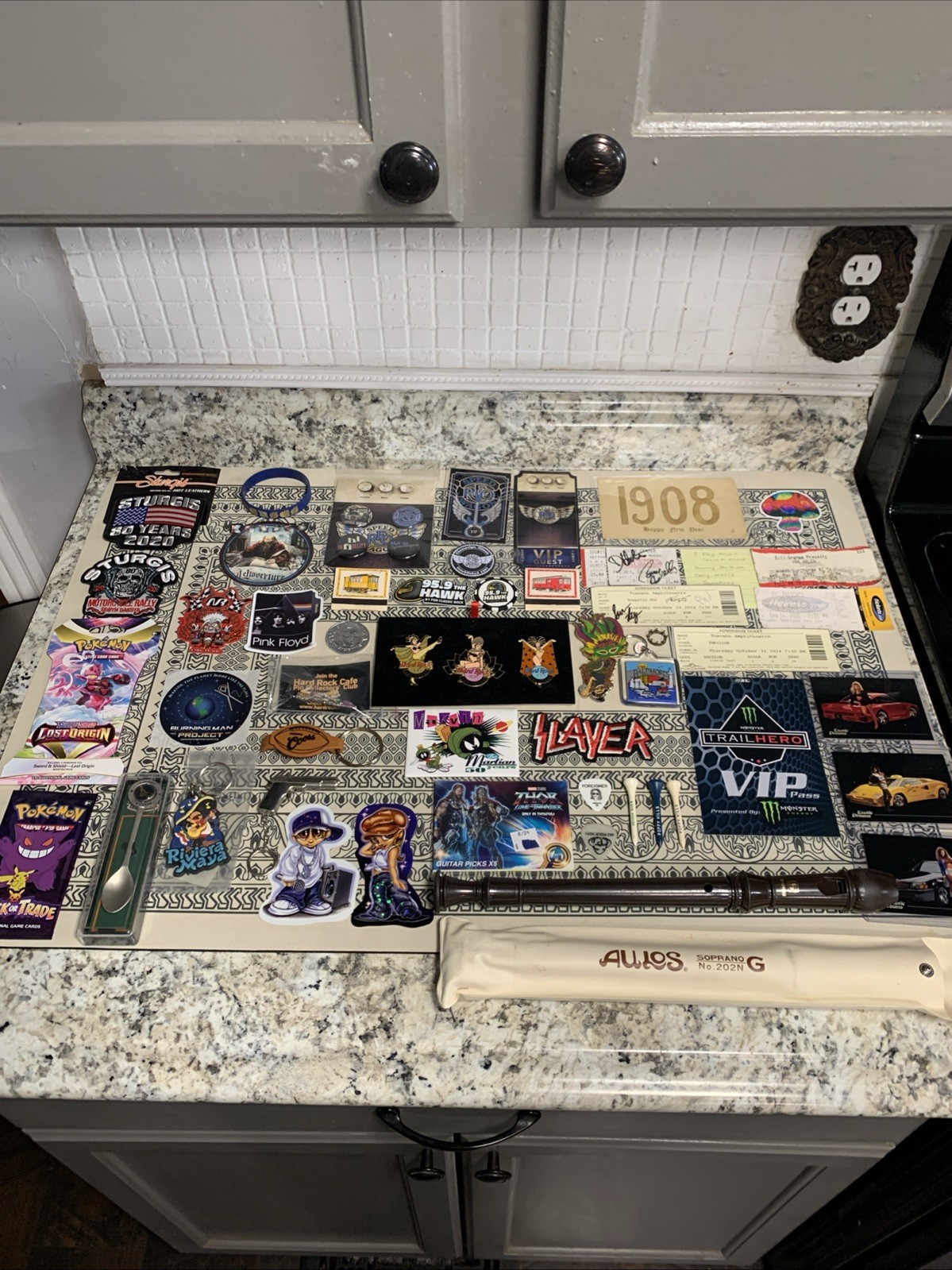 Amazing Junk Drawer Pokémon Hardrock Cafe Three Dog Night Signed Ticket & More