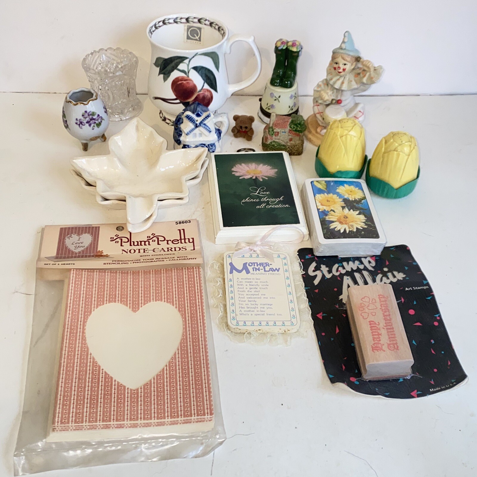 Grandma’s Vintage Knick Knack Junk Drawer Lot Cards Bone China Occupied Japan