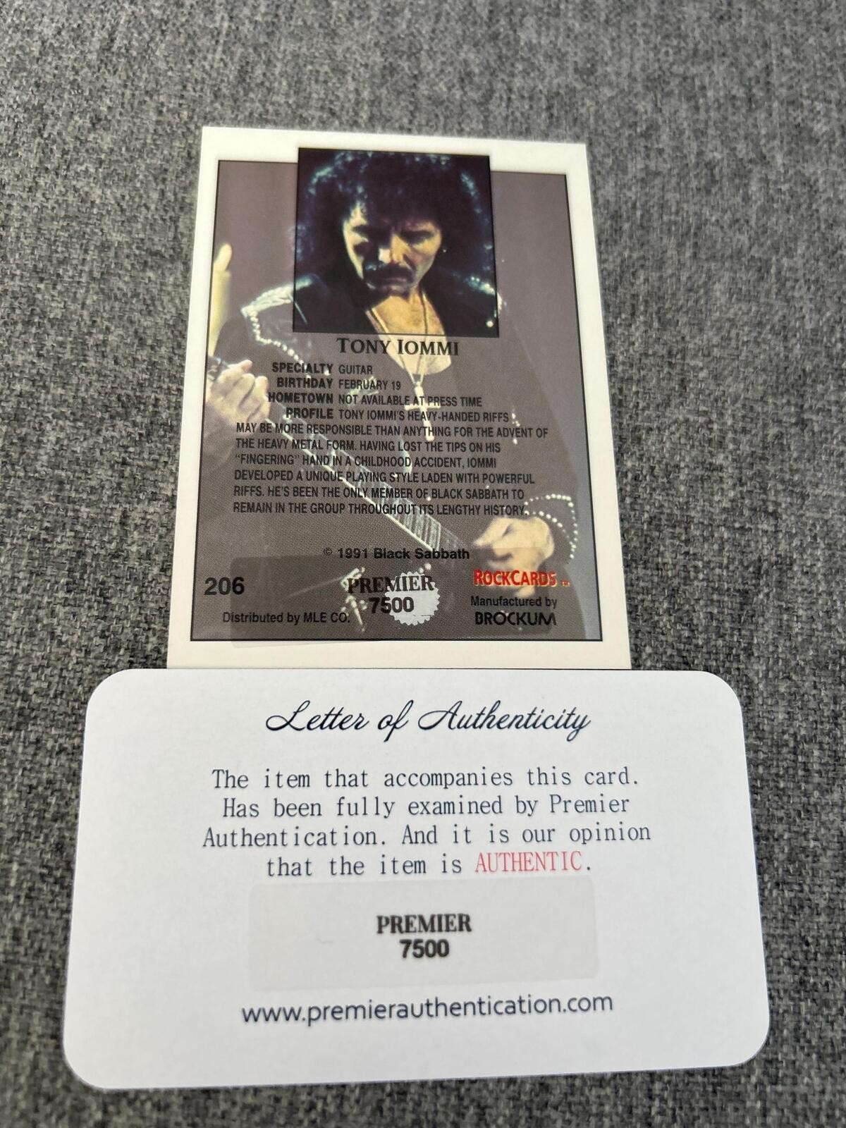 Black Sabbath’s Tony Iommi Signed Autographed Music Trading Card COA