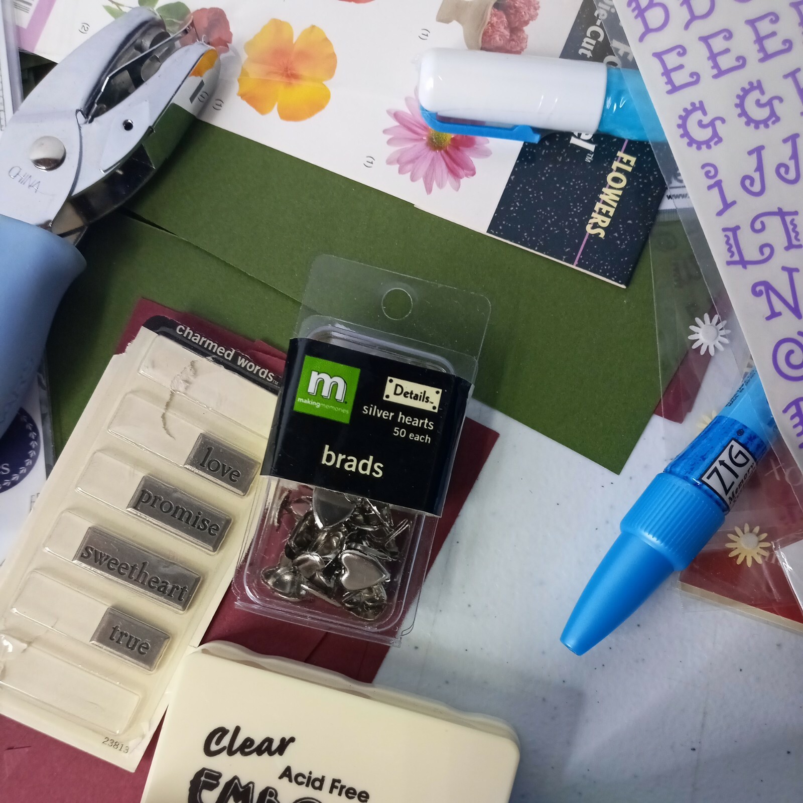 Junk Drawer Art Crafts Scraping Stickers Punchs Card Stock Rubber Stamps Lot