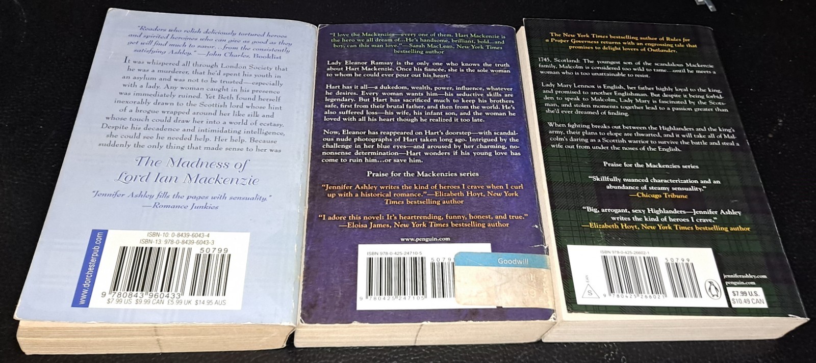 JENNIFER ASHLEY Lot of 3 Paperbacks MACKENZIES SERIES – Includes 1st Printing