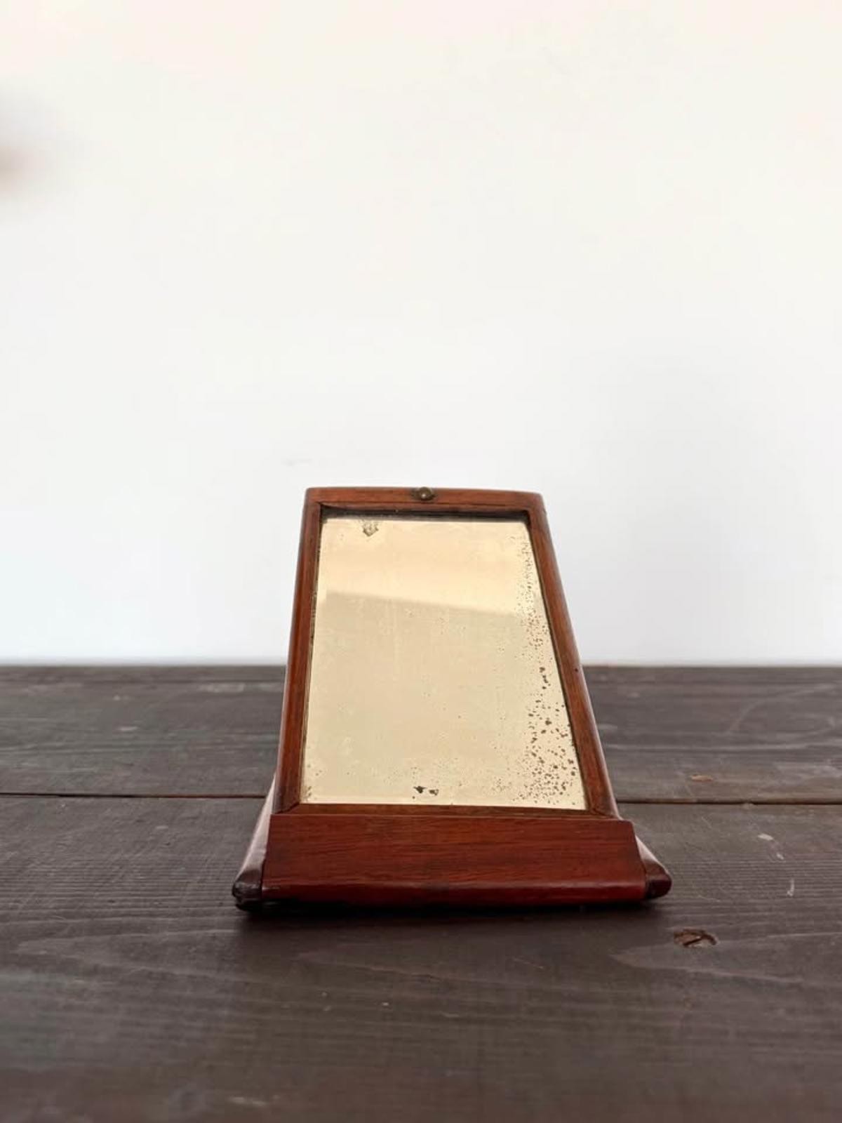 Antique English Campaign Wood Folding Mirror