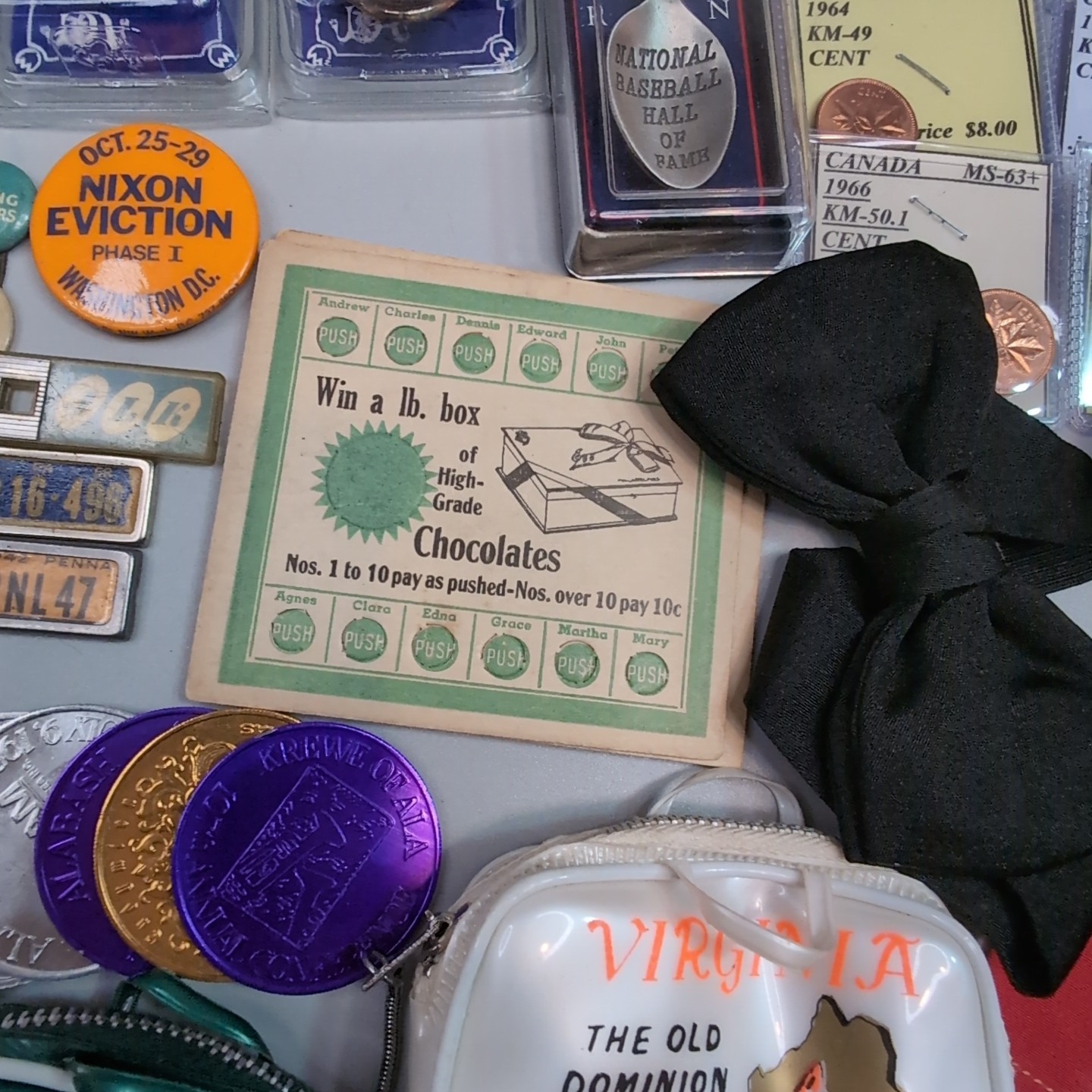 Vintage Collectibles Lot – Coins, Gemstones, Spoons, Toys, Spoons, Pins – Estate