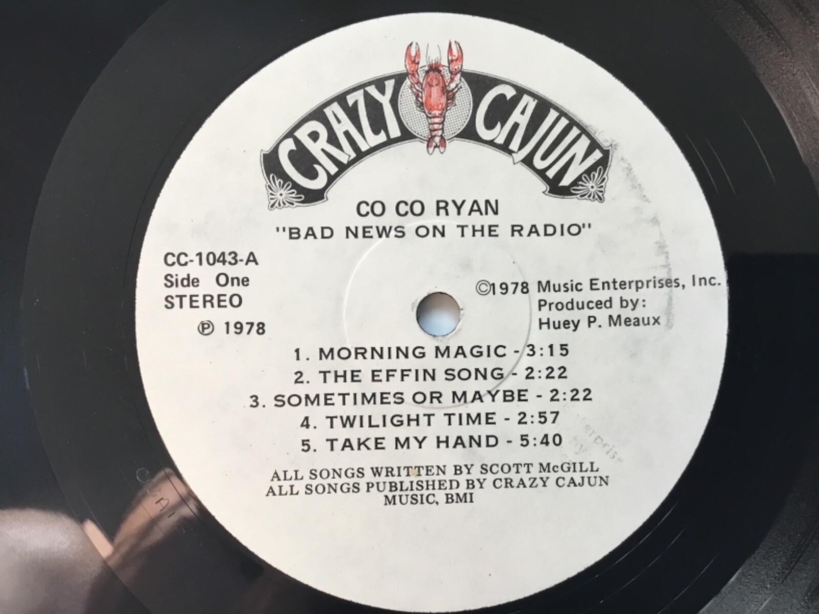 Co. Co. Ryan BAD NEWS ON THE RADIO Cajun/Americana MINT LP+bonus CD Scott McGill