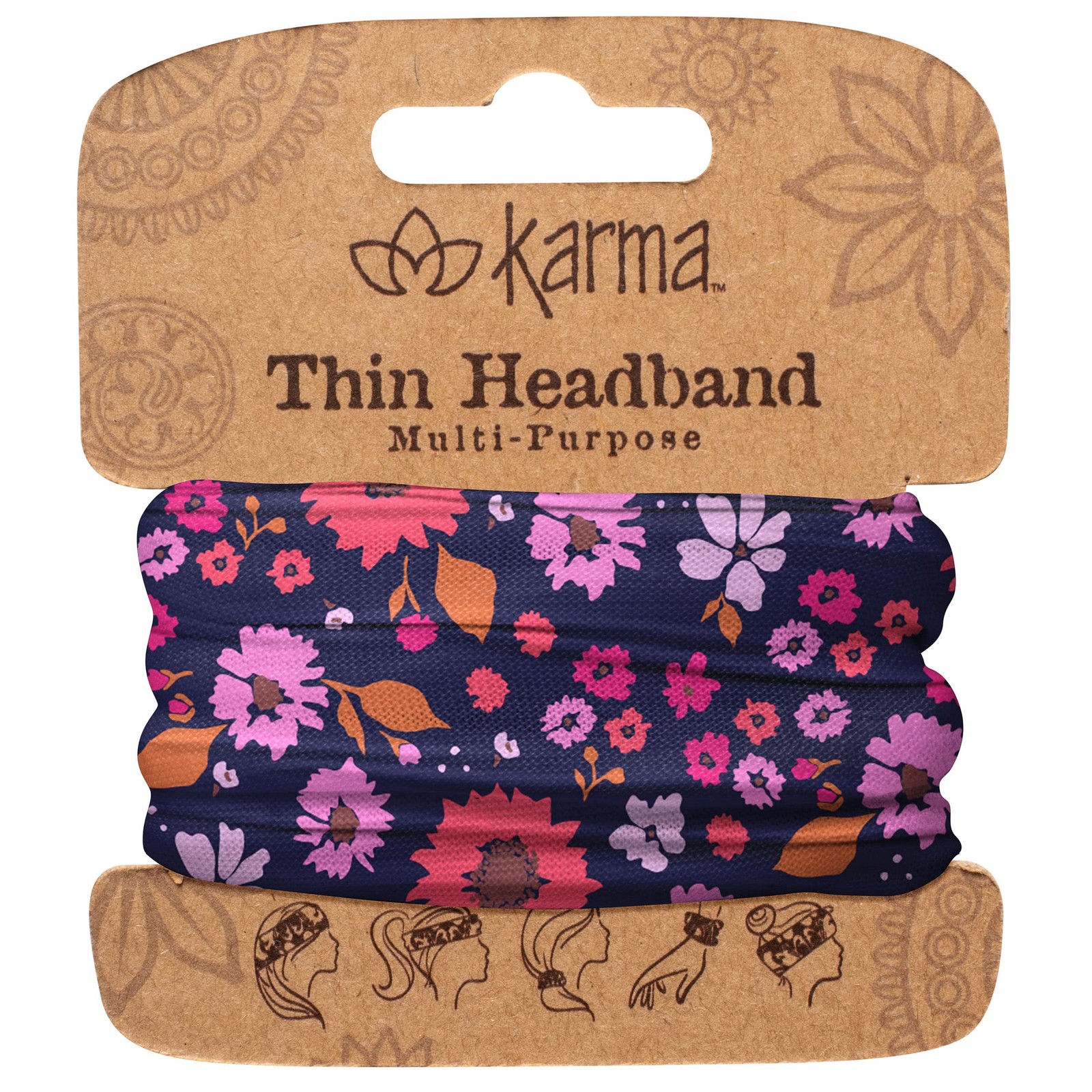 Karma Hair Scarf Navy Blue Pink KA2046 Beads Cord Standard Decorative Bracelet
