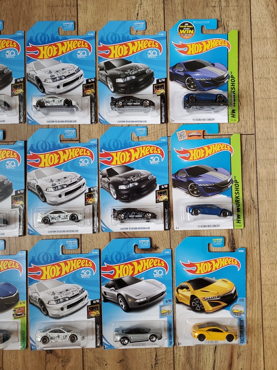 Hot Wheels Custom ’01 Acura Integra GSR Nightburnerz ’17 Acura NSX Lot Of 12
