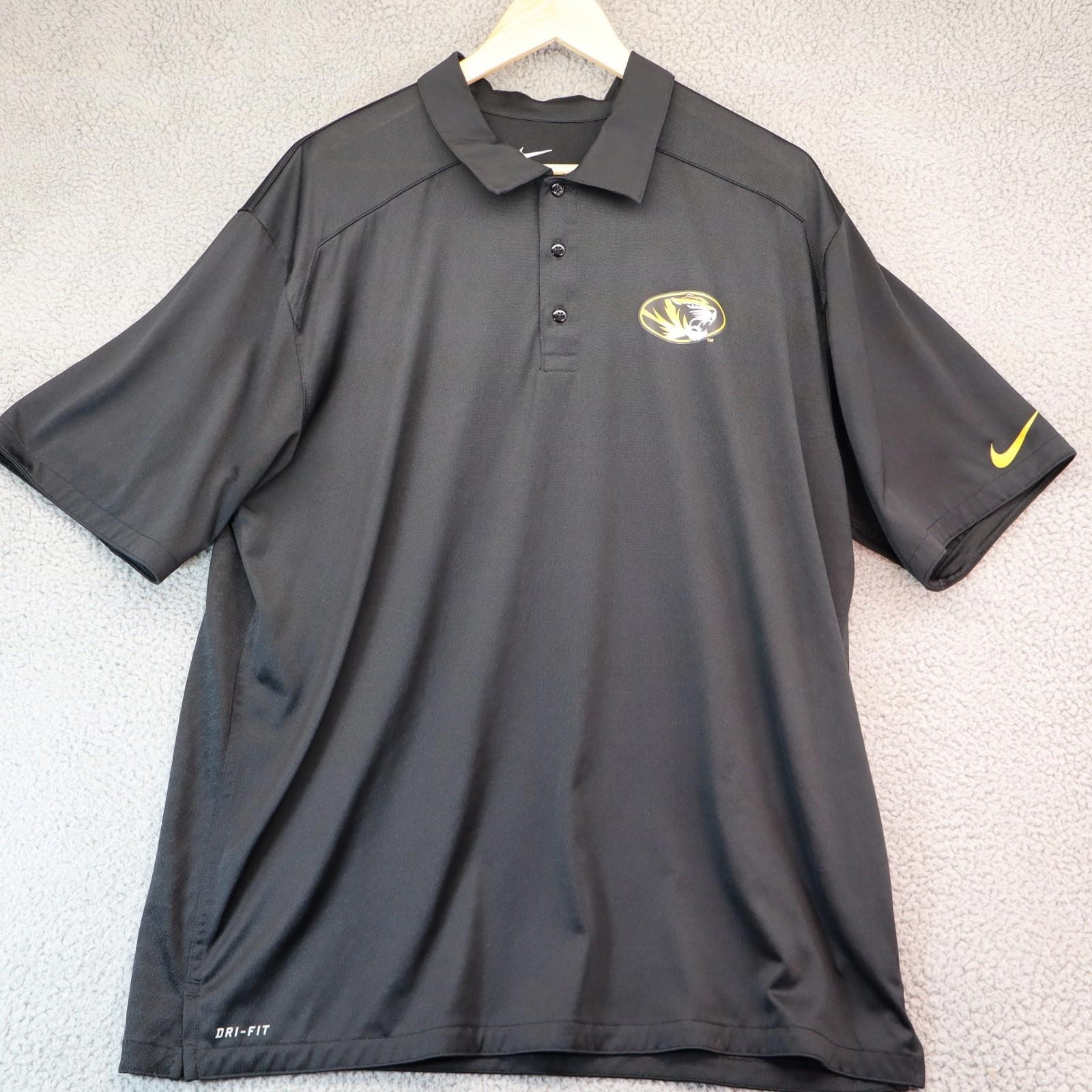 Missouri Tigers Nike Polo Men XL Dri-Fit Gold Mizzou on Back