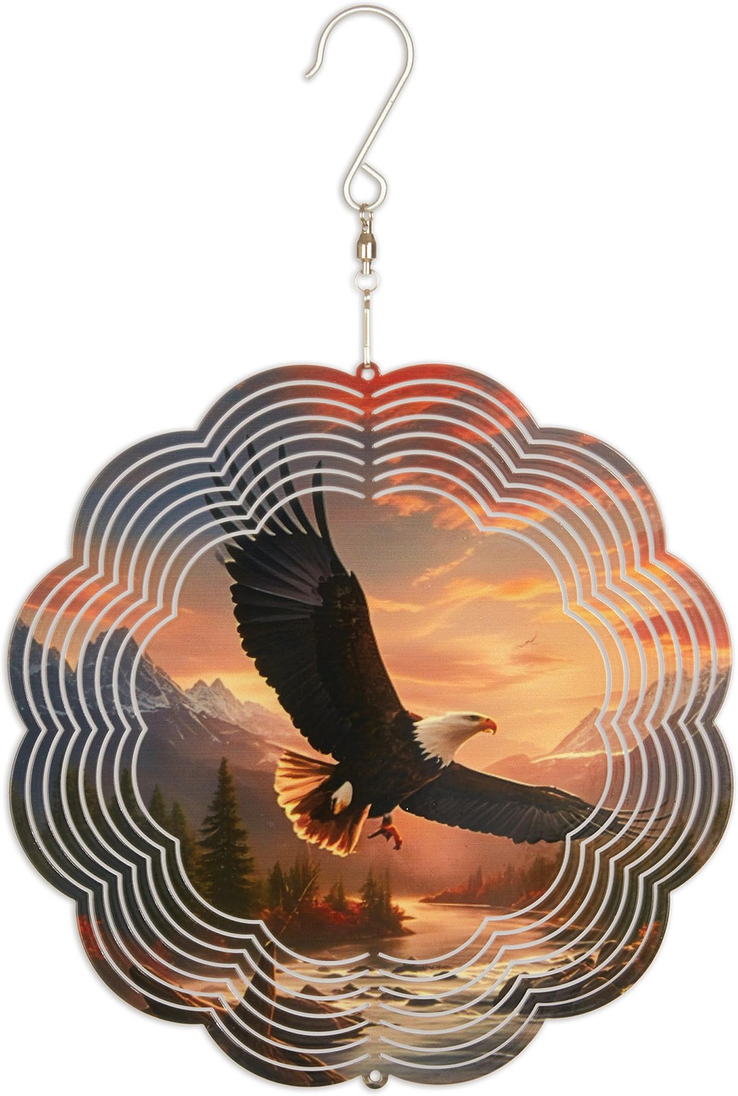 Sunset Vista Designs Artful Hanging Spinner- Freedom Eagle Wind Spinner 8″ Tall