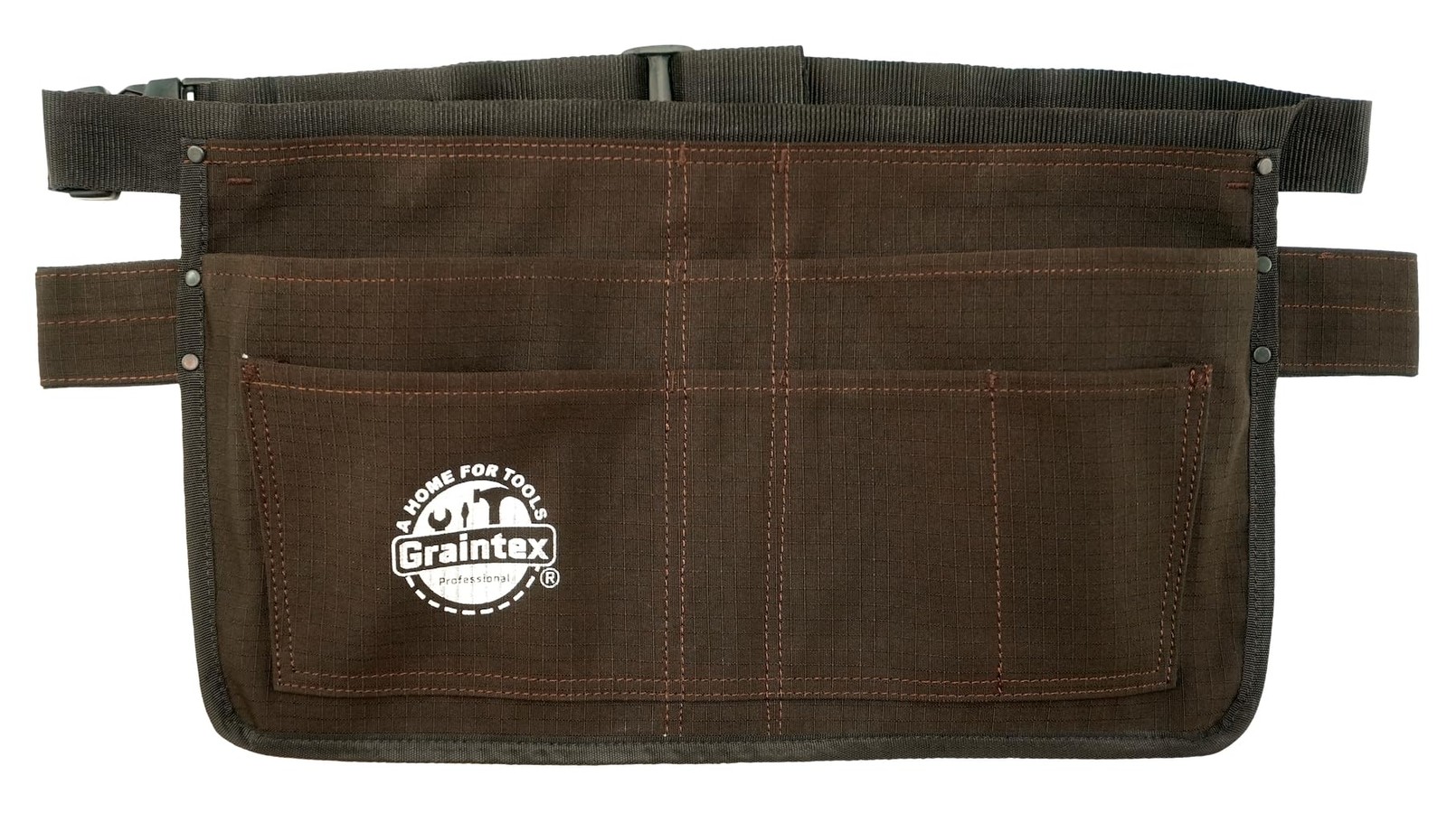 Graintex 7 Pocket Waist Tool Apron Ripstop Canvas Adjustable Belt Coffee Brown