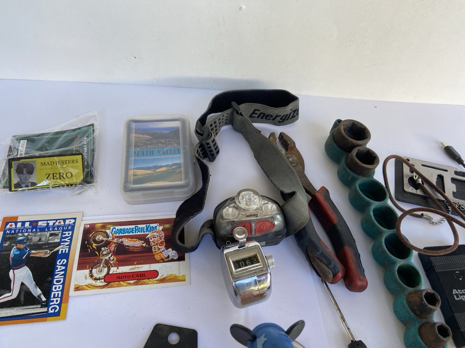 Estate Finds Junk Drawers Lot baseball cards, Tools jewelry, remotes, coins, ect