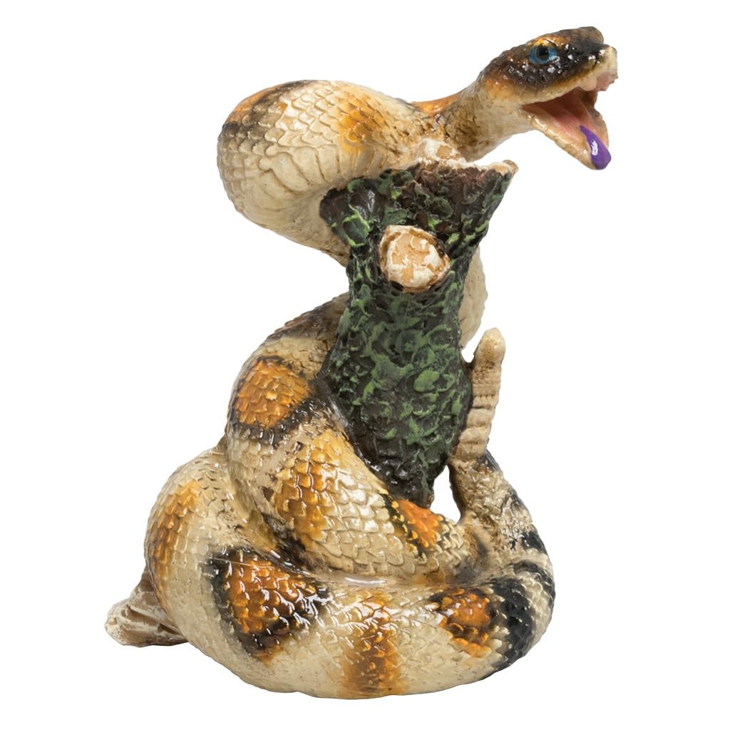 Lipco Diamond Rattlesnake Coiled on Tree Branch, Poly Stone Home Decor Accessory