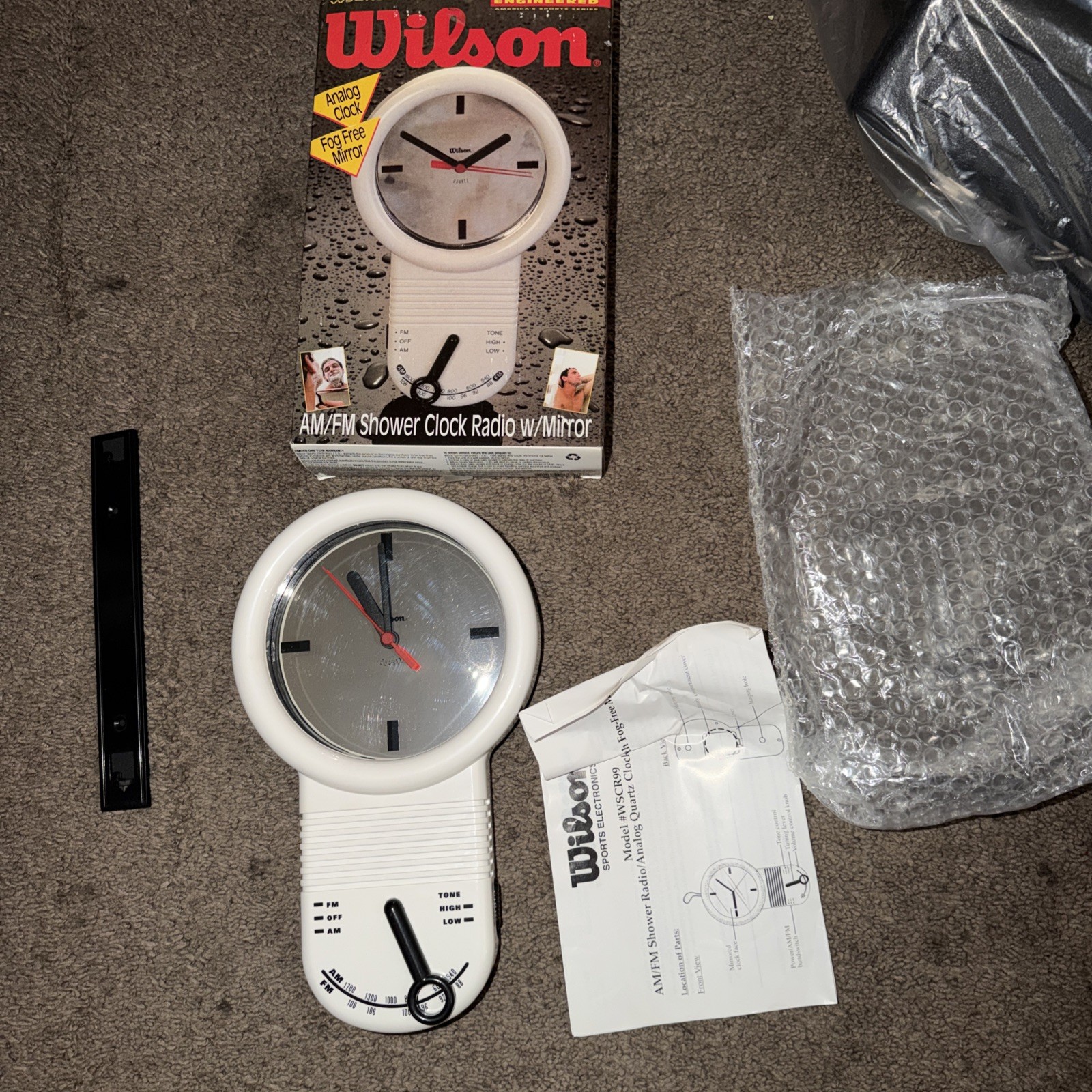 Vintage Wilson Sports Wall Clock Am/Fm Radio Retro White In Box Mint