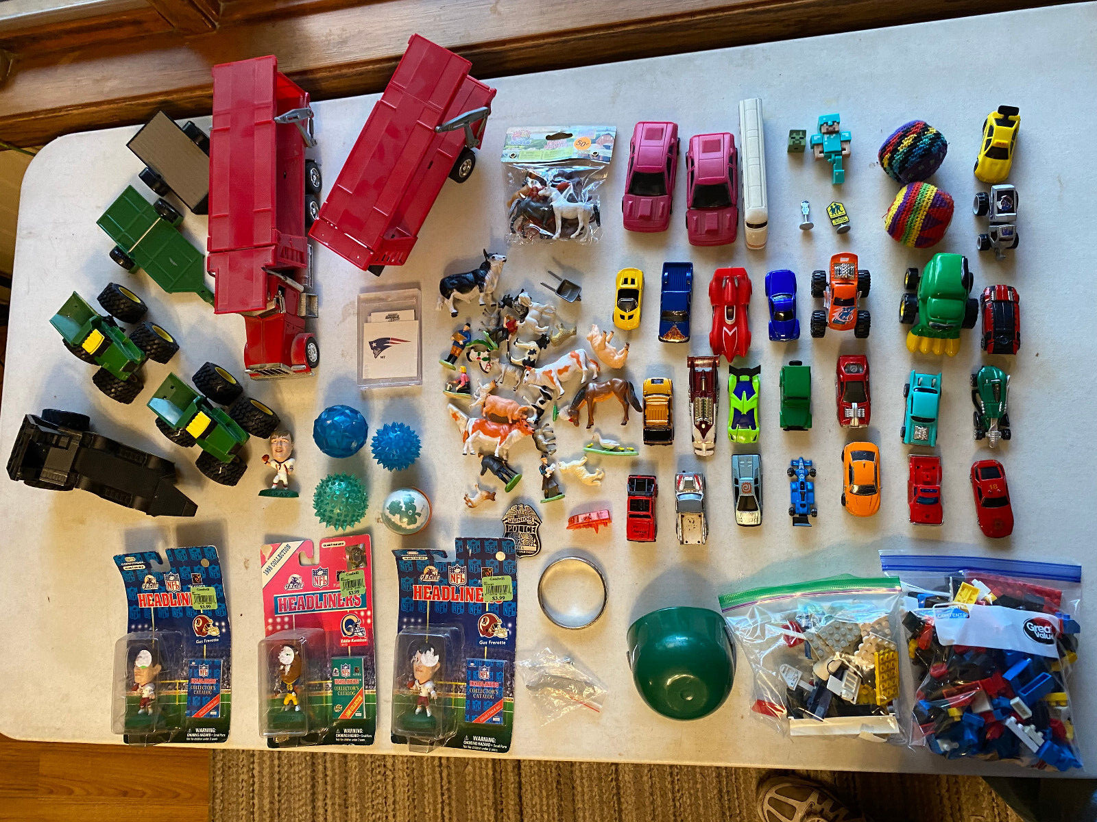 Huge Junk Drawer Toy Games Car Tractors Semi Blocks Figures NFL Stuff Lot Bundle