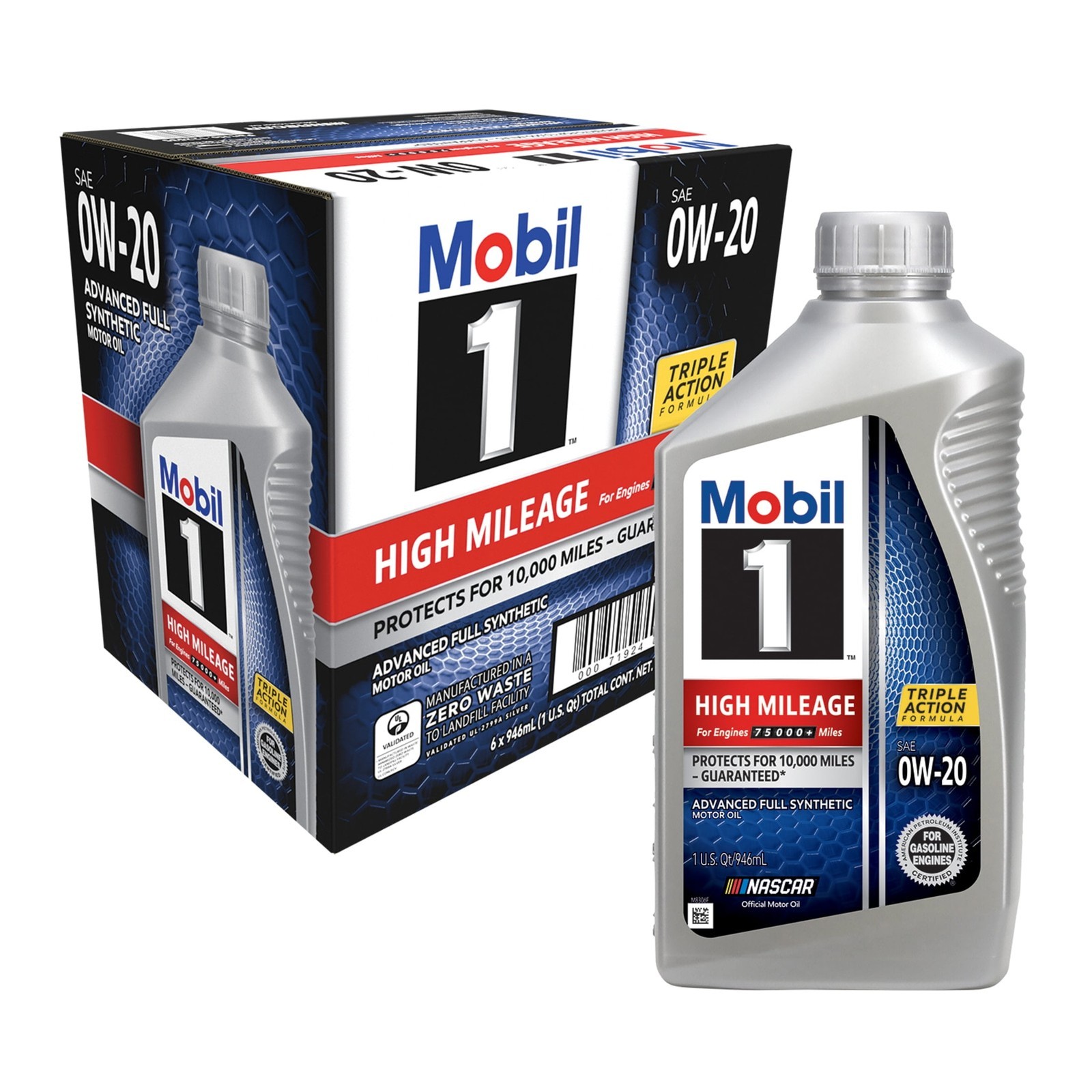 (4 pack High Mileage Full Synthetic Motor Oil 0W-20 1 Quart
