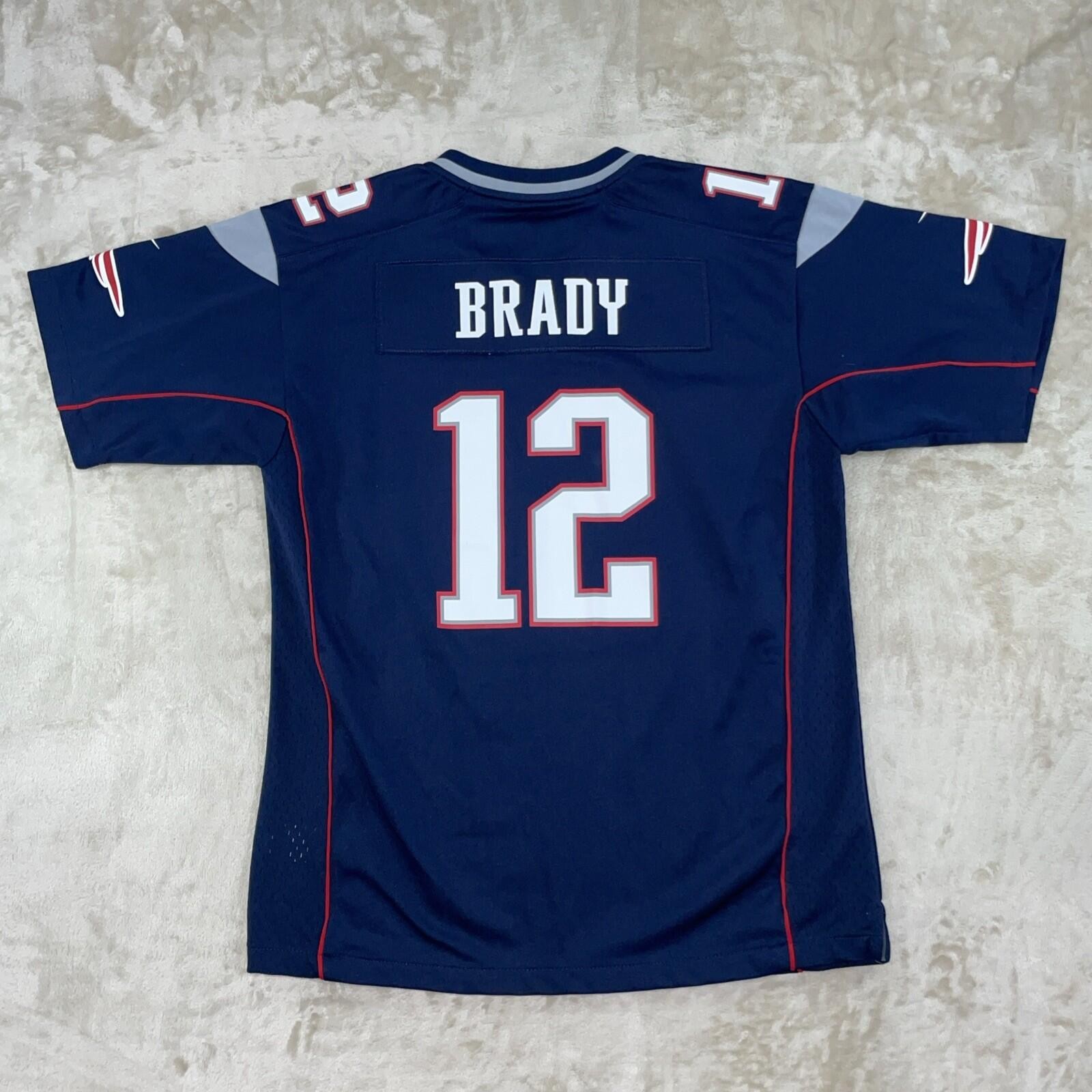 Reebok NFL New England Patriots Jersey Youth XL Blue Tom Brady #12 Excellent