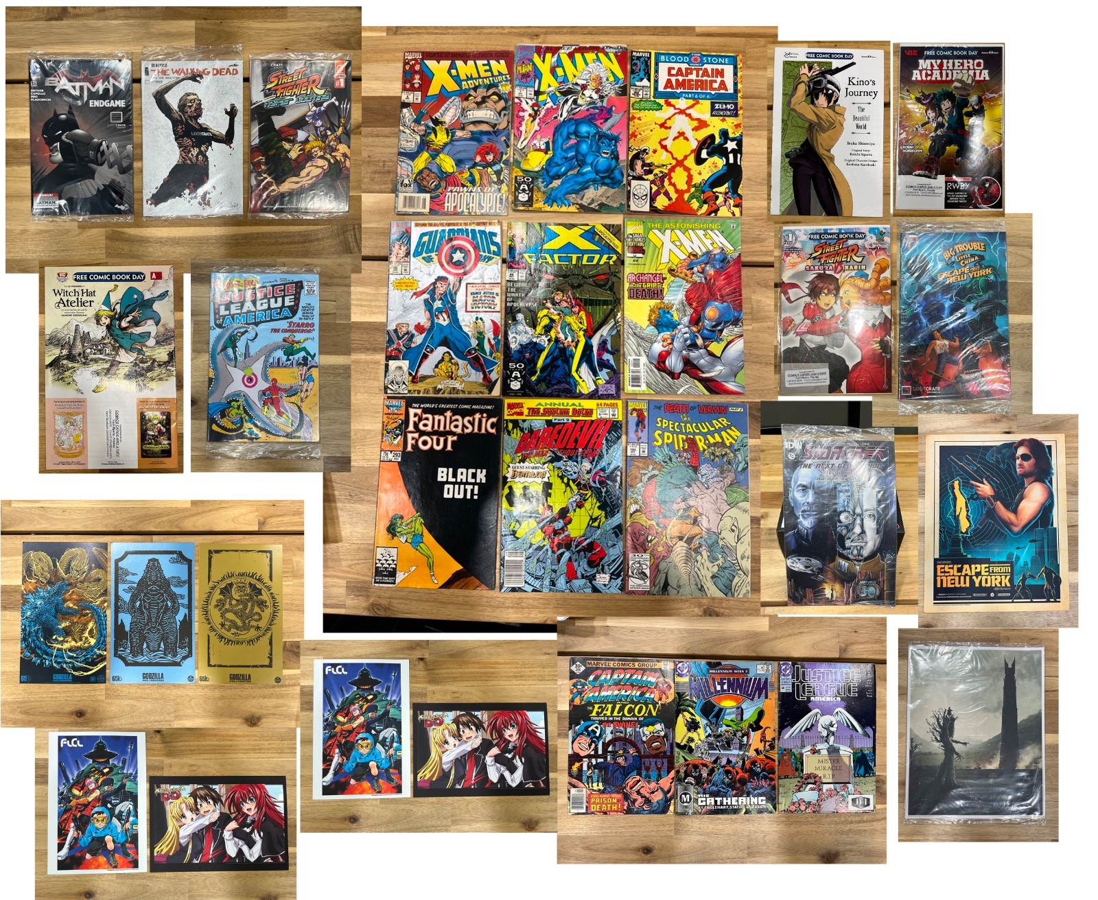 Lot of 34 comic books and Prints – some sealed – Loot Crate, Anime, Marvel, DC