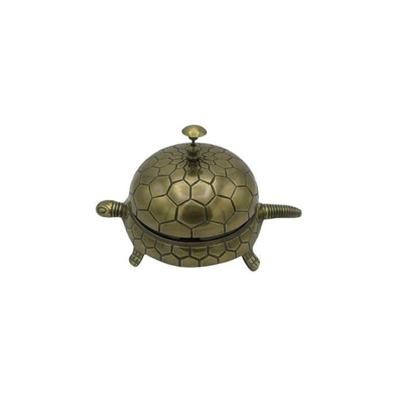 Large Tortoise Service Desk Bell – Turtle Bell in Antique Brass Finish