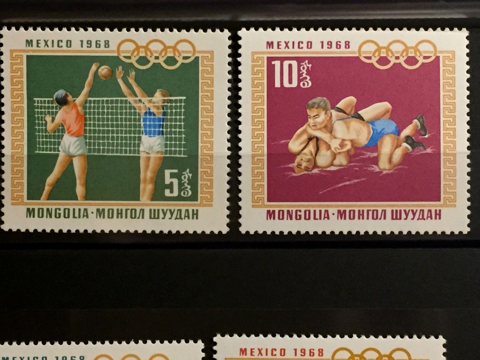 Vintage1968 ORIGINAL 2 Blocks & 8 Post Stamps Mongolia XIX Olympic Games Mexico