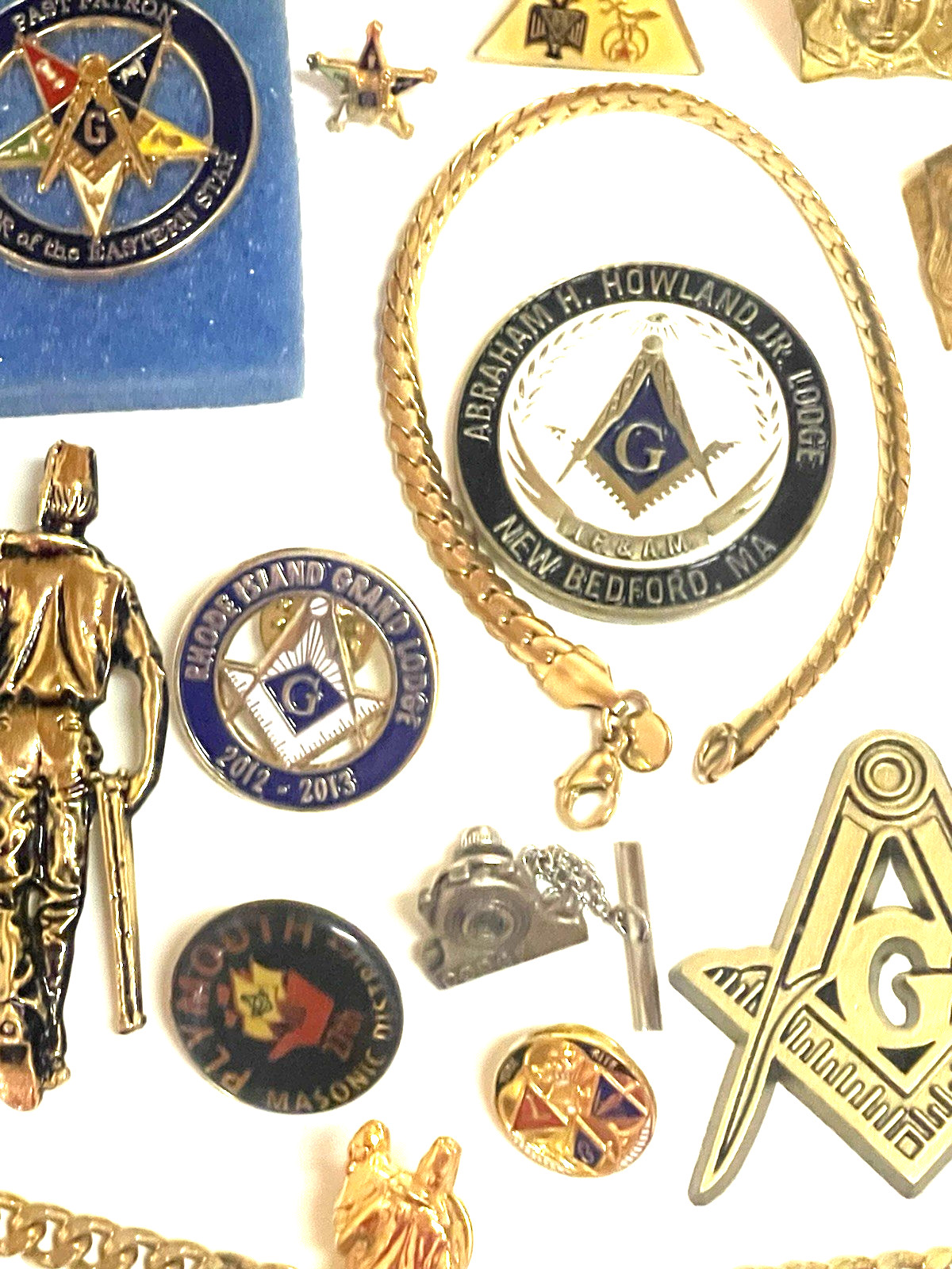 Vintage Junk Drawer Masonic Lot Silver Gold Jewelry Token Coin Medal Collar Old
