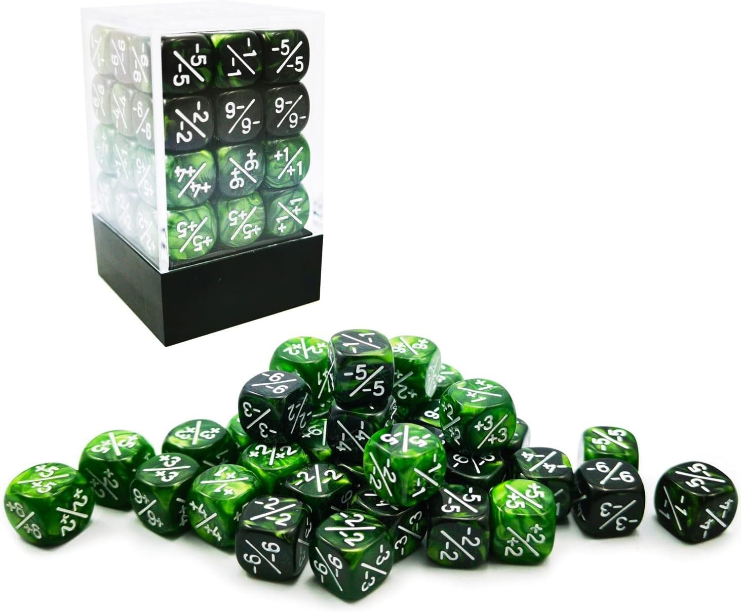 36pcs 12mm Marble Green & Gemini Green Dice Counters Set, Small Token Dice Co…