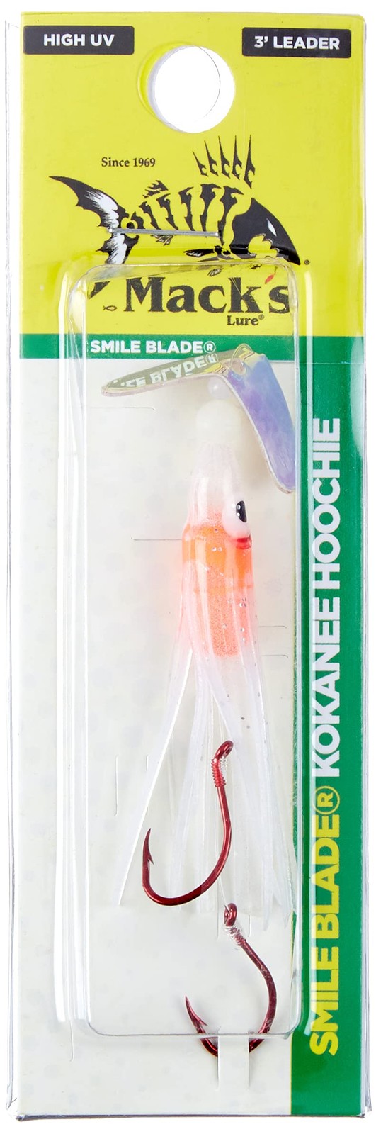 Mack’s Lure Blade Kokanee Hoochie UV Glow Burst Steel Multicolor Standard Mack S