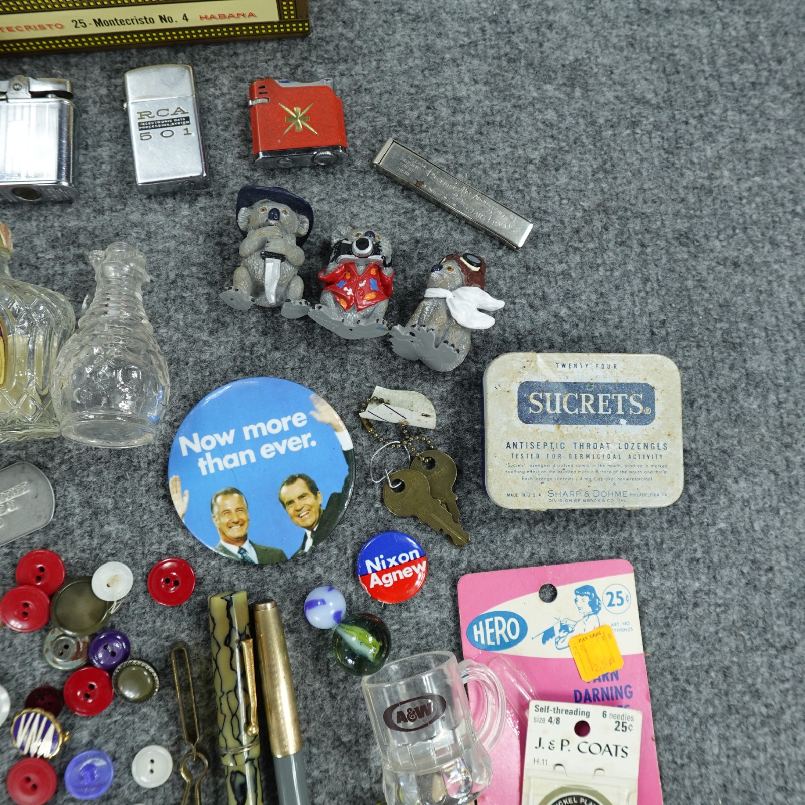 Junk Drawer Lot Lighters Coins Patches Cards Pins Buttons Mixed Smalls Grandpa🔥