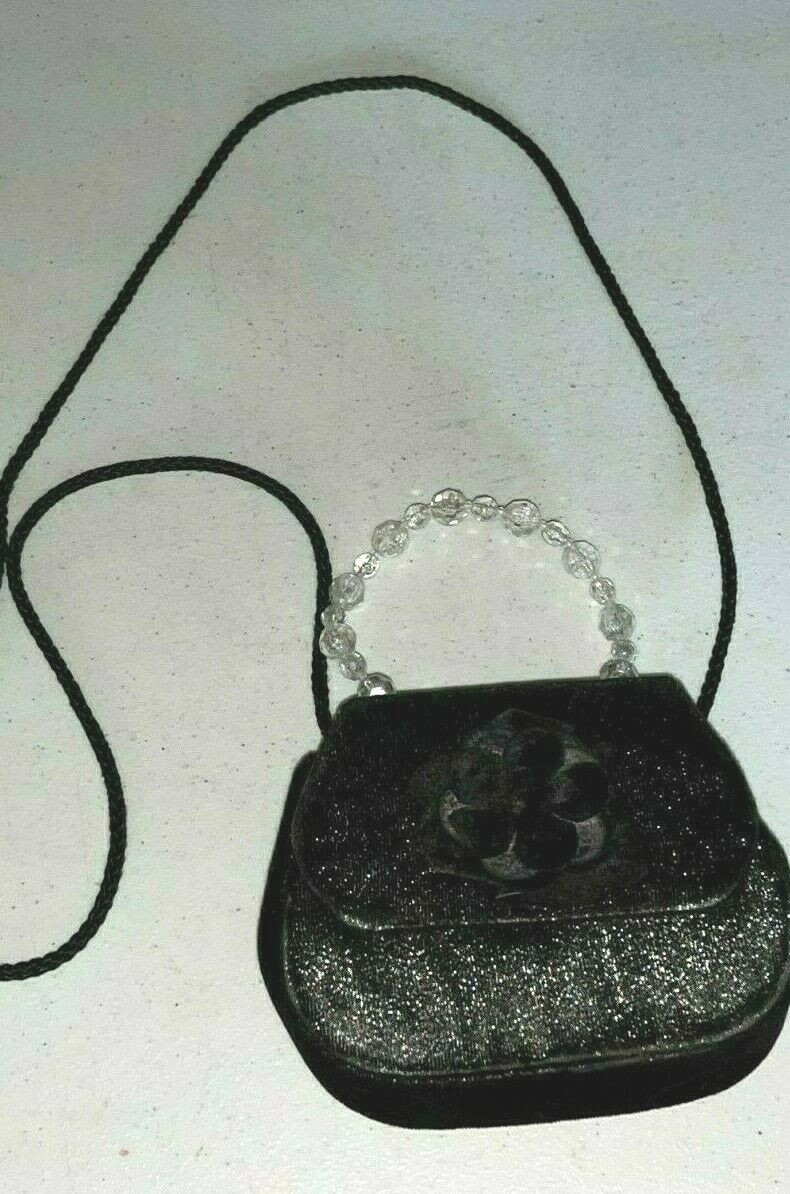 CUTE Girls Children Flower Decor Handbag Shoulder Messenger Bag Black
