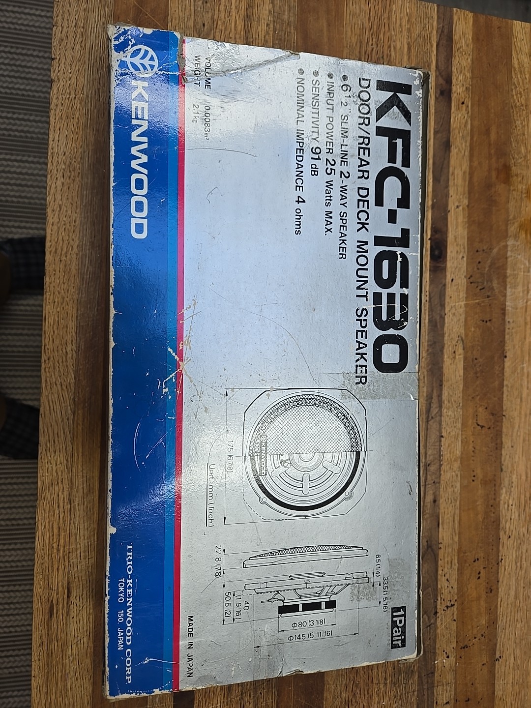 Vintage KFC-1630 KENWOOD CAR SPEAKERS USED IN BOX, 6.5″ SLIM LINE 2 WAY STEREO