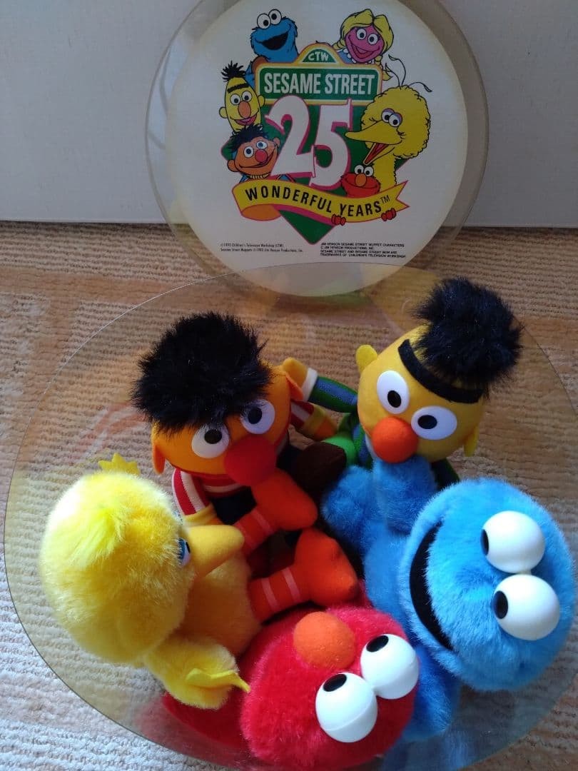 Sesame Street 25th Anniversary Limited Box Set 5 Plush Toys Vintage Used