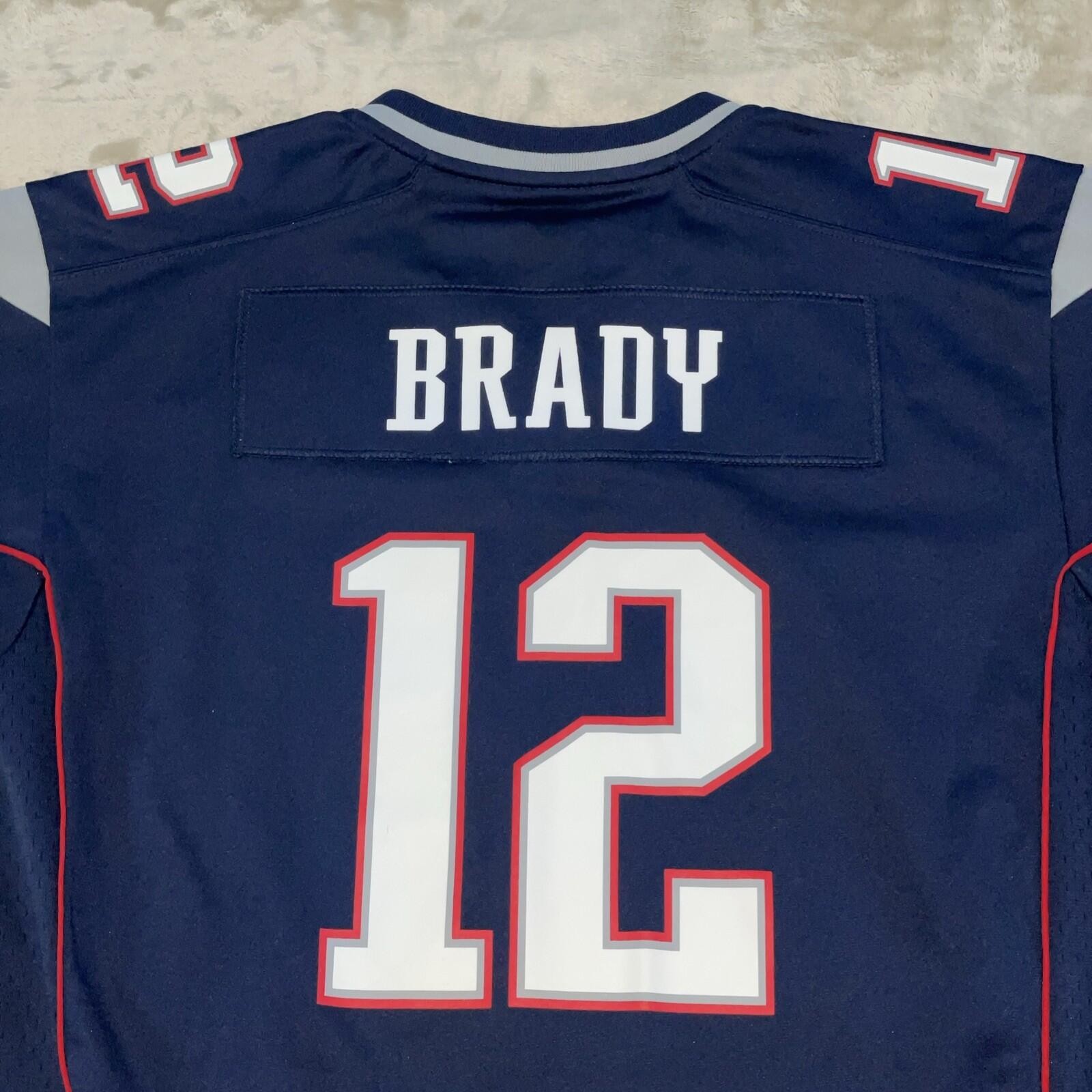 Reebok NFL New England Patriots Jersey Youth XL Blue Tom Brady #12 Excellent