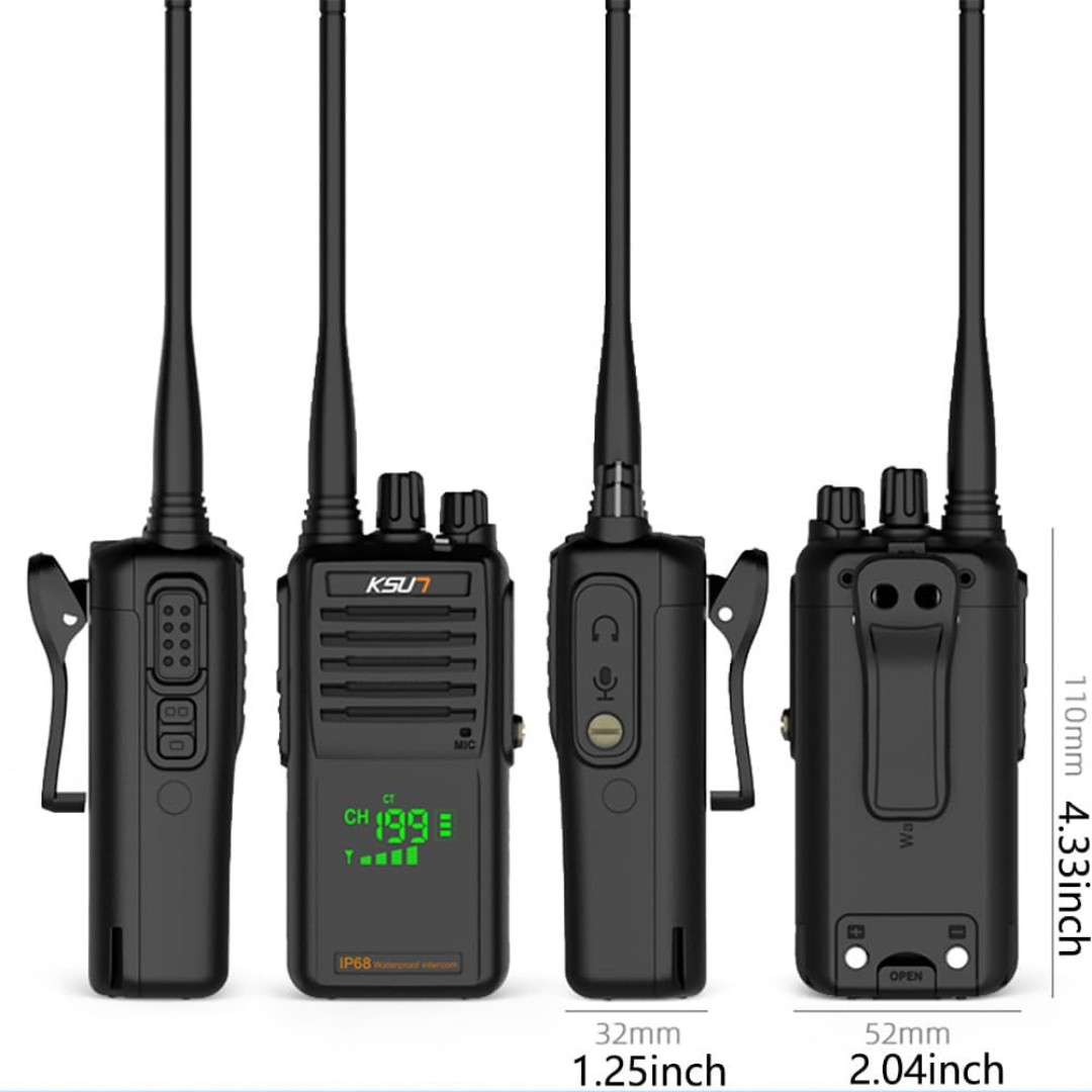 Handheld Two-Way VHF Marine Radio IP68 Waterproof LED Screen International 2 Pk