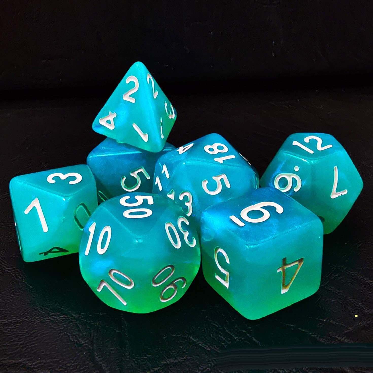 Bescon Turquoise Moonstone Effect Polyhedral RPG Dice Set