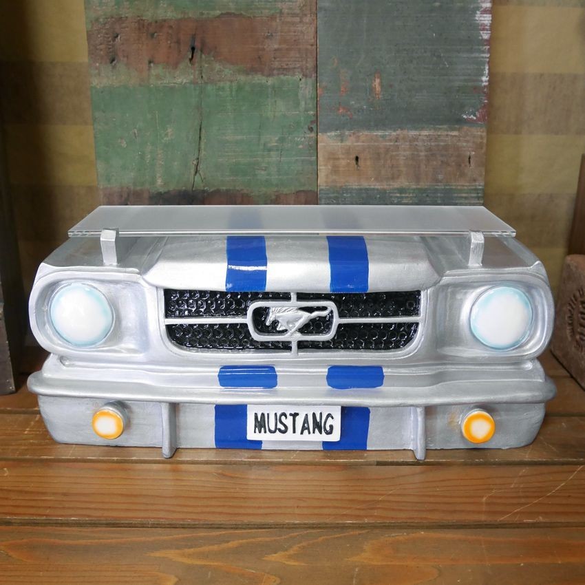 CAR HEAD SHELF MUSTANG COUPE Wall Shelf Silver Blue Display Rack Object NEW
