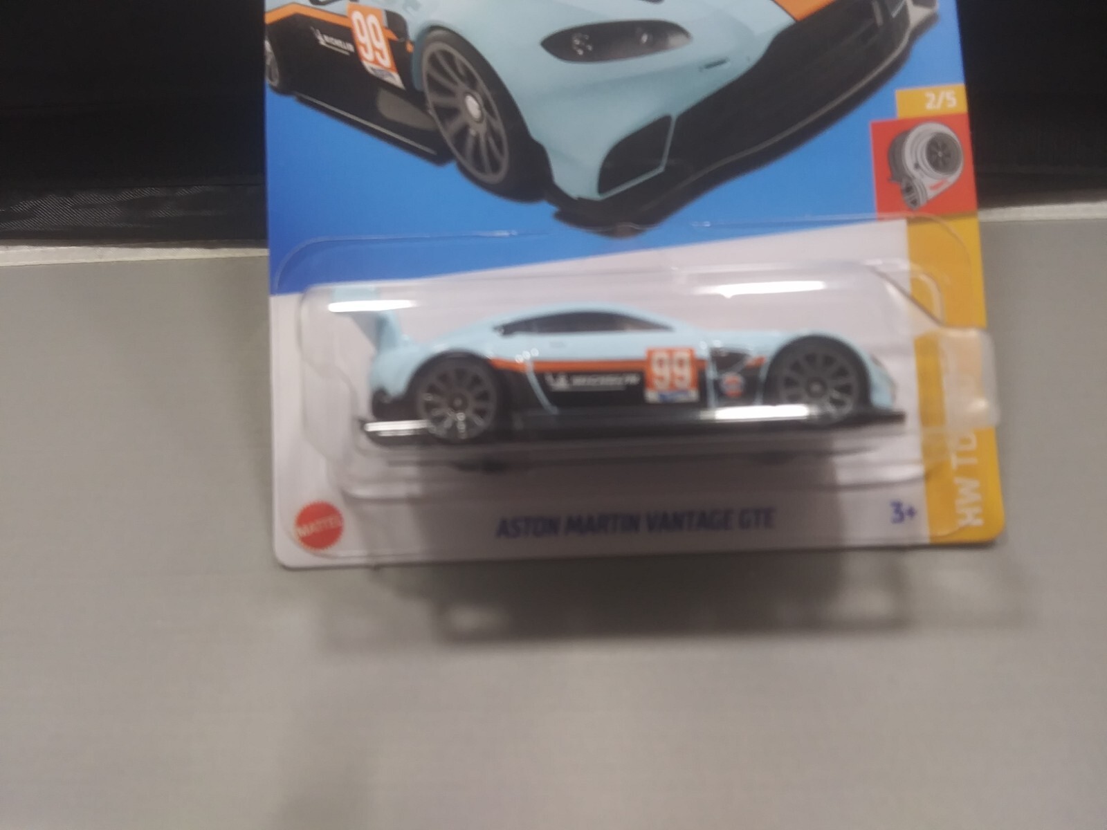 HOT WHEELS ASTON MARTIN VANTAGE GTE HW TURBO #2/5 LIGHT BLUE DIECAST 1:64 SCALE